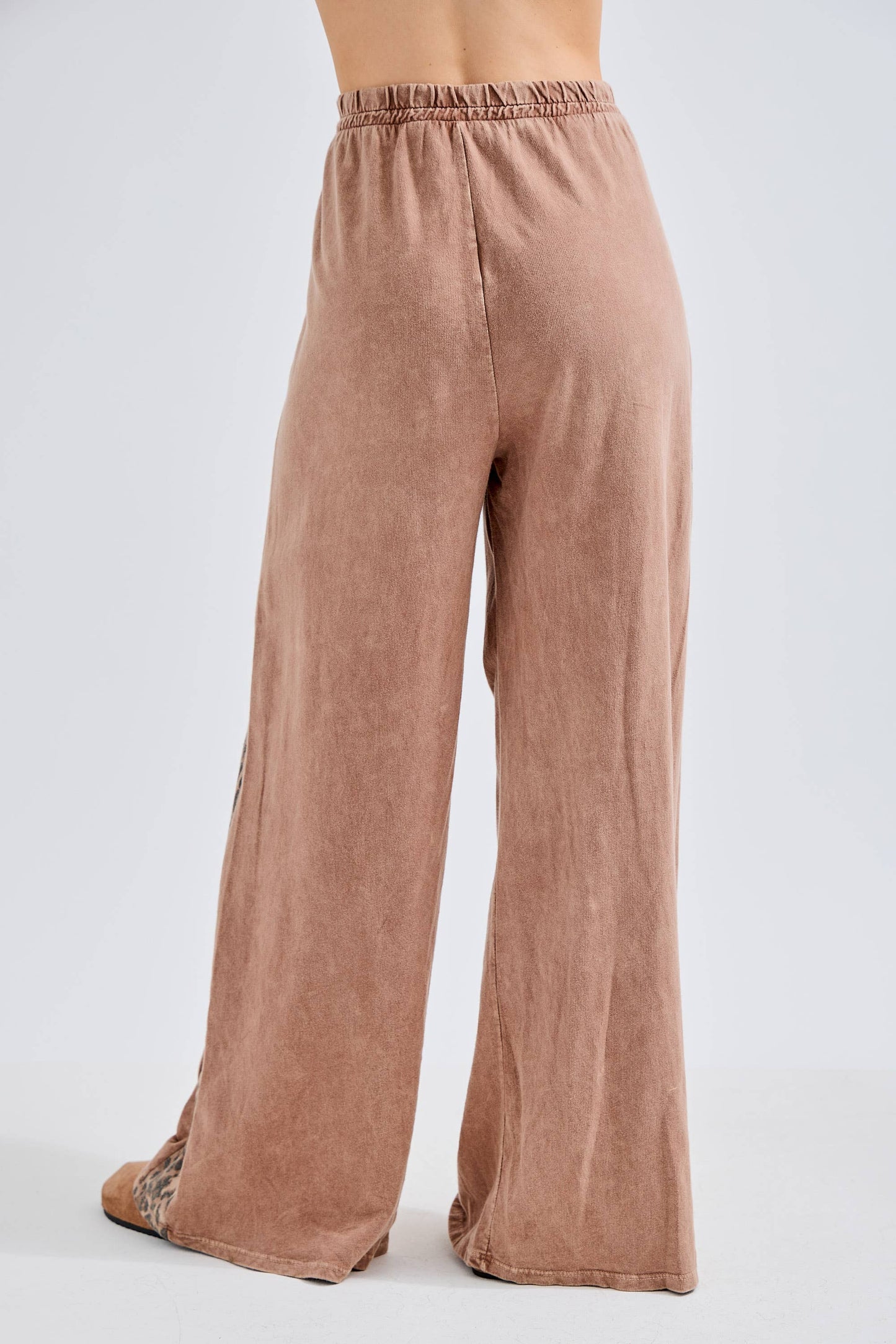 MineralWashed Leopard Print Pocket Side Trim Pants HP6162P1: Ash Oak / S-M-L / 2-2-2