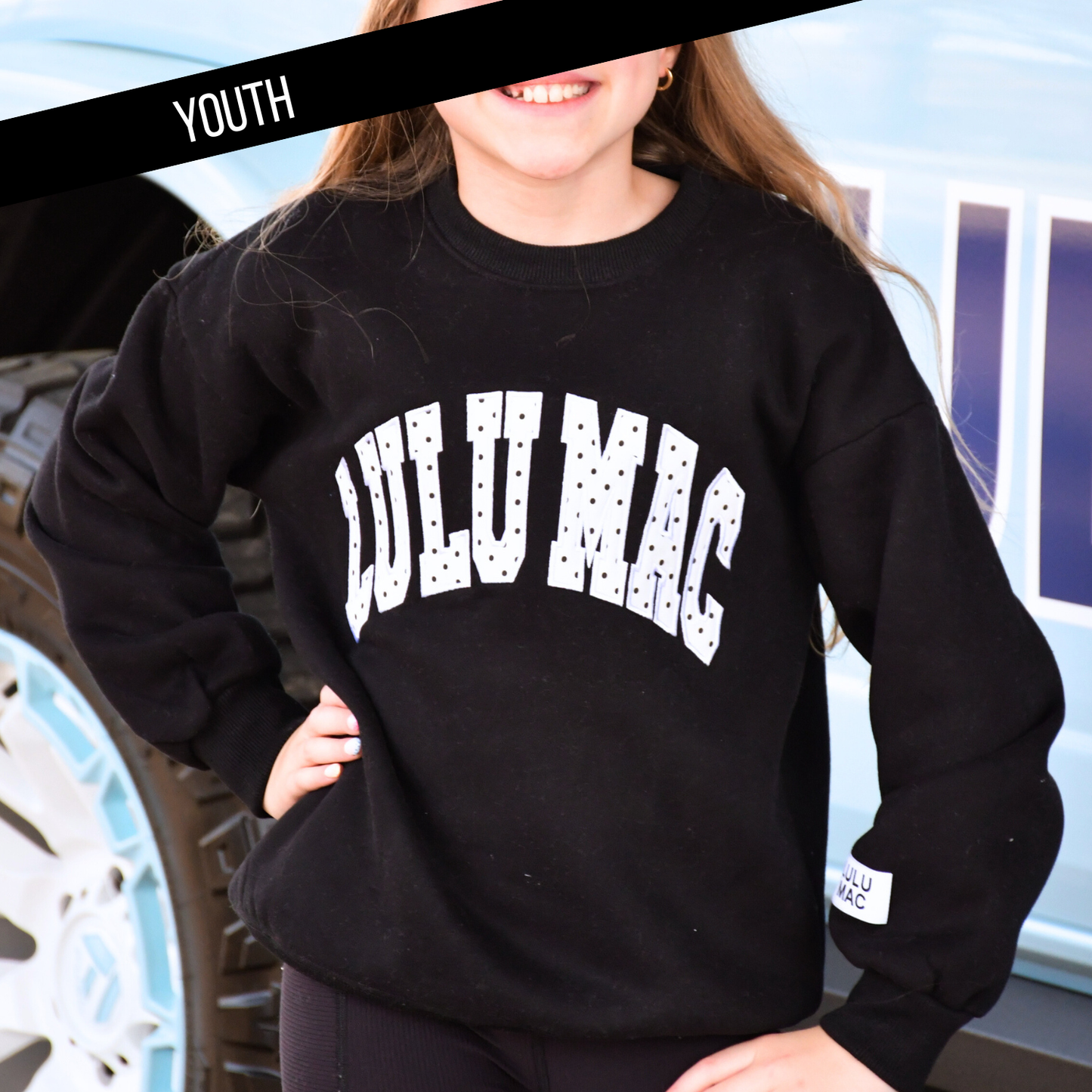 KD-SW-1008-PD Black/White Polka Dot- Stitch: Black/White / Youth Small