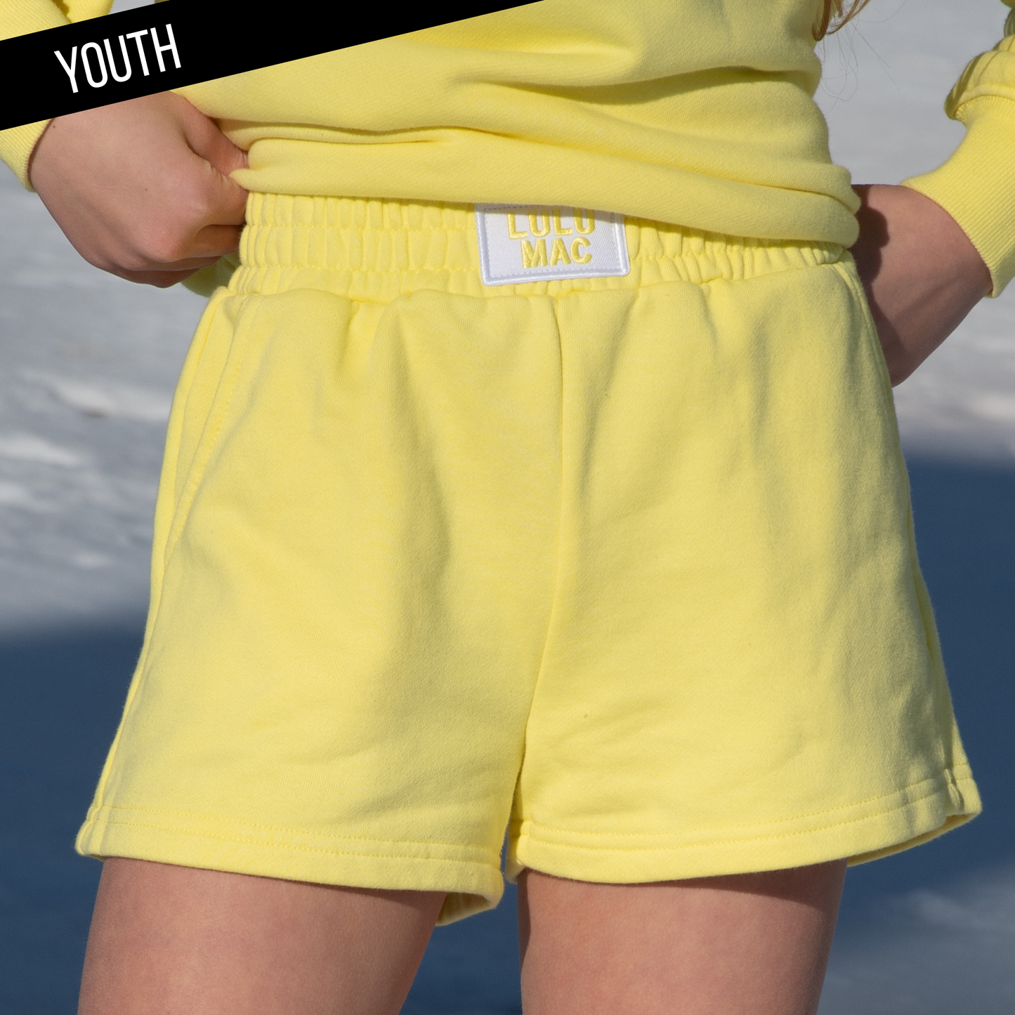 KD-SH-1001 KID TERRY CLOTH SHORTS -YELLOW: YELLOW / SMALL
