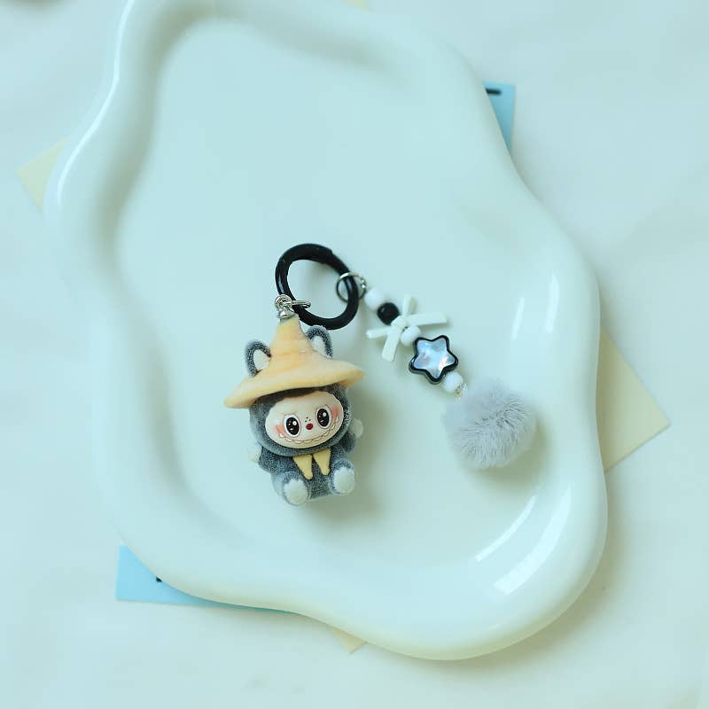 Velvet Wizard Labubu Doll Keychain: Darkblue / M