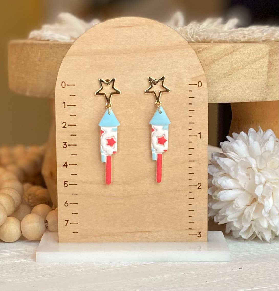 Fourth of July Handmade Earrings | Red White & Blue Earrings: Small Stars & Stripes