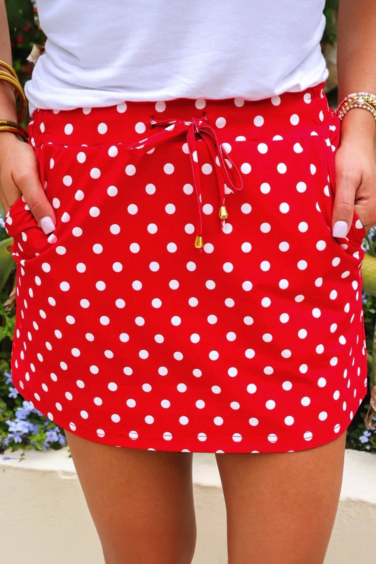 LDC Polka Dot High Waist Shift Short Skort: Black / XL