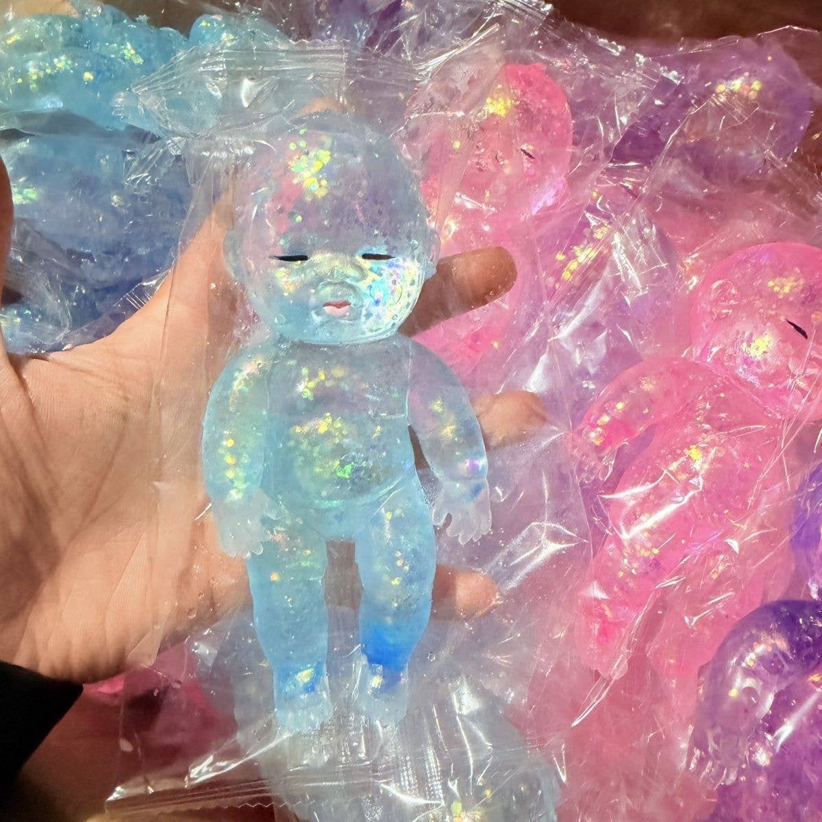 Glitter TPR Natasha Squishy Squeeze Toy - Stress Relief : Blue