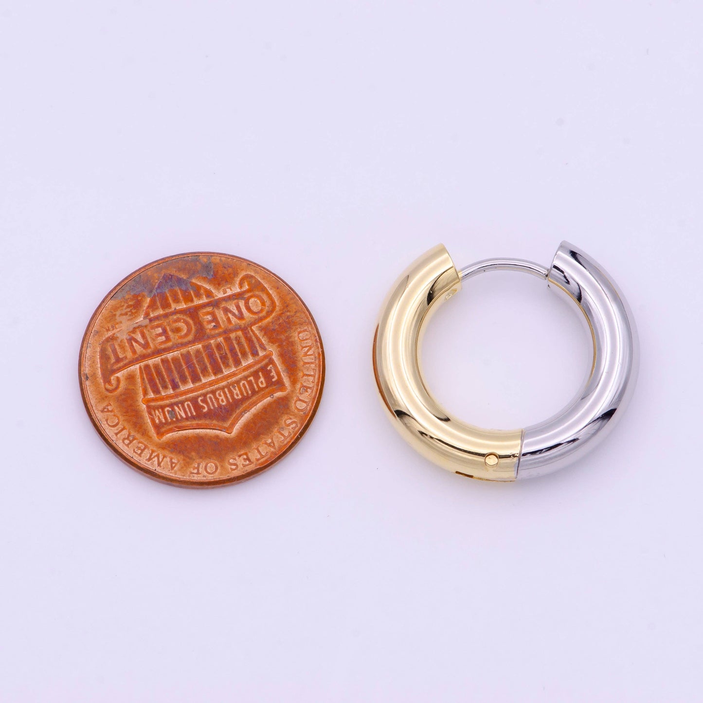 Mixed Metal Silver & Gold 20mm Huggie Hoops Earrings | AD168