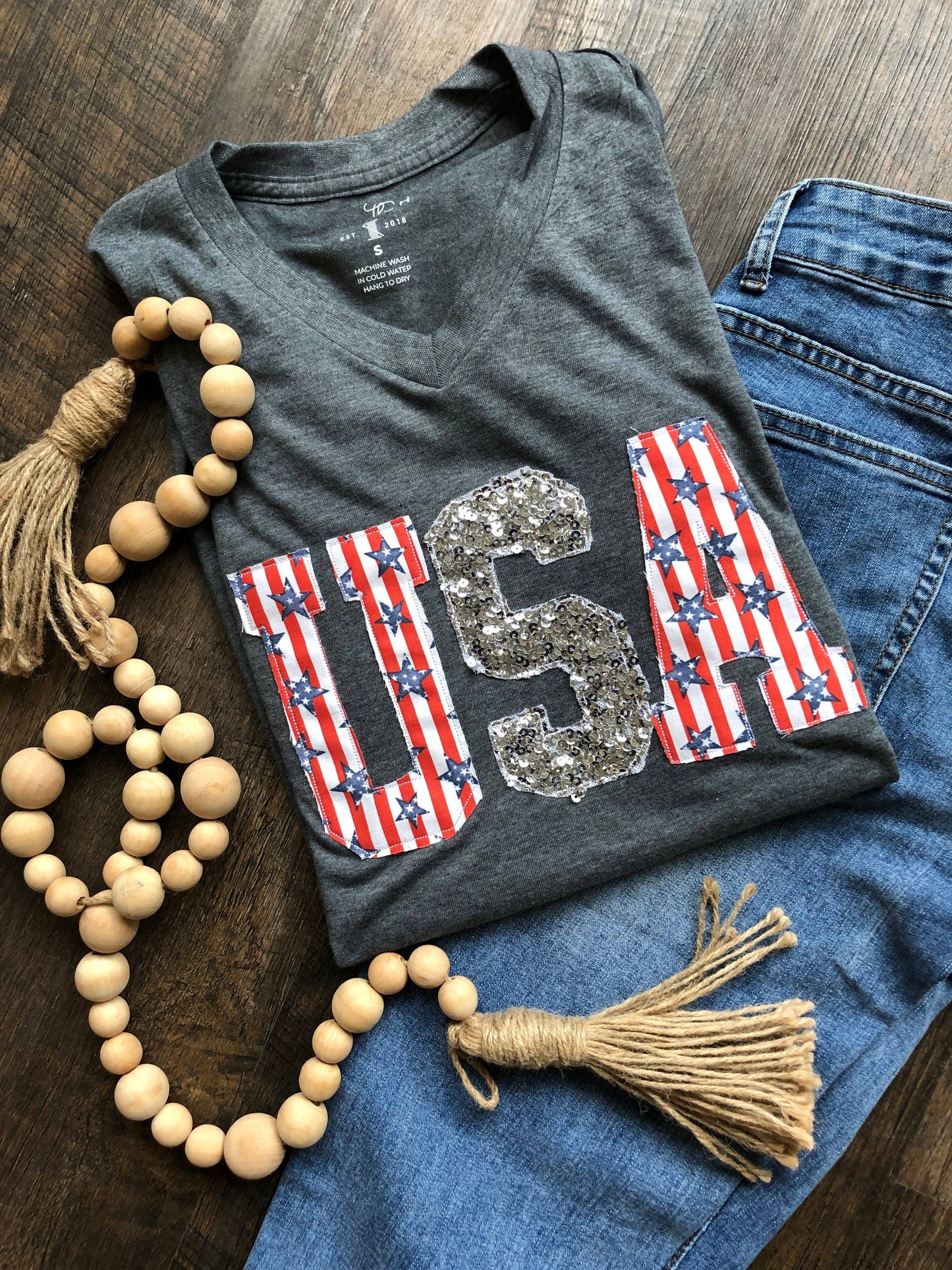 Usa Stars and Stripes| Vneck: L