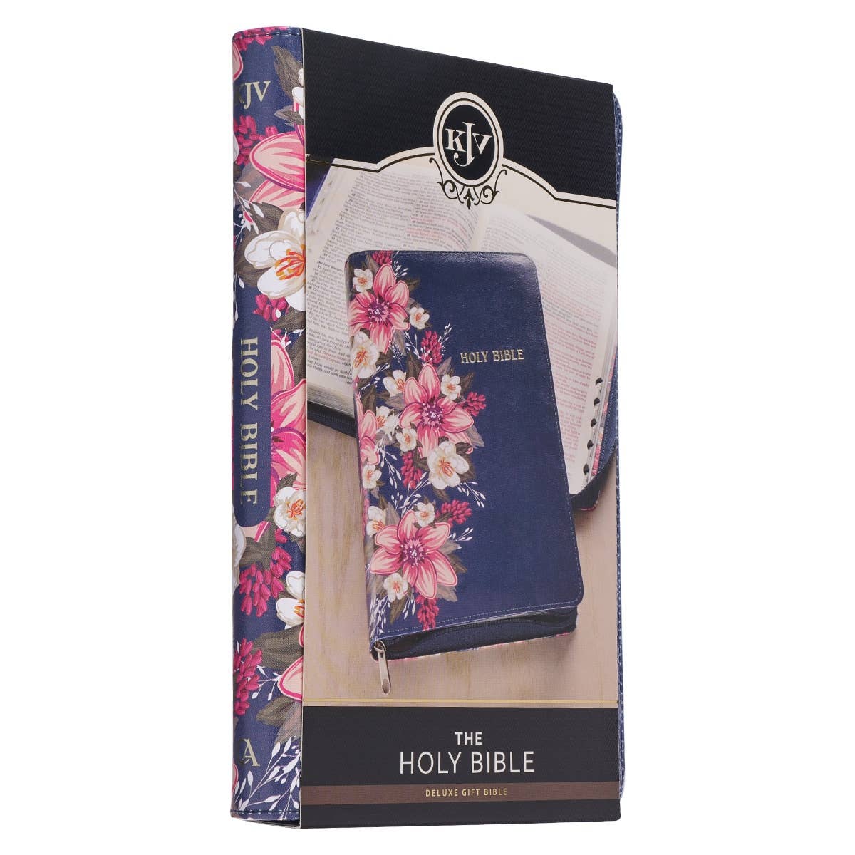 Floral Blue Faux Leather King James Version Deluxe Gift Bibl