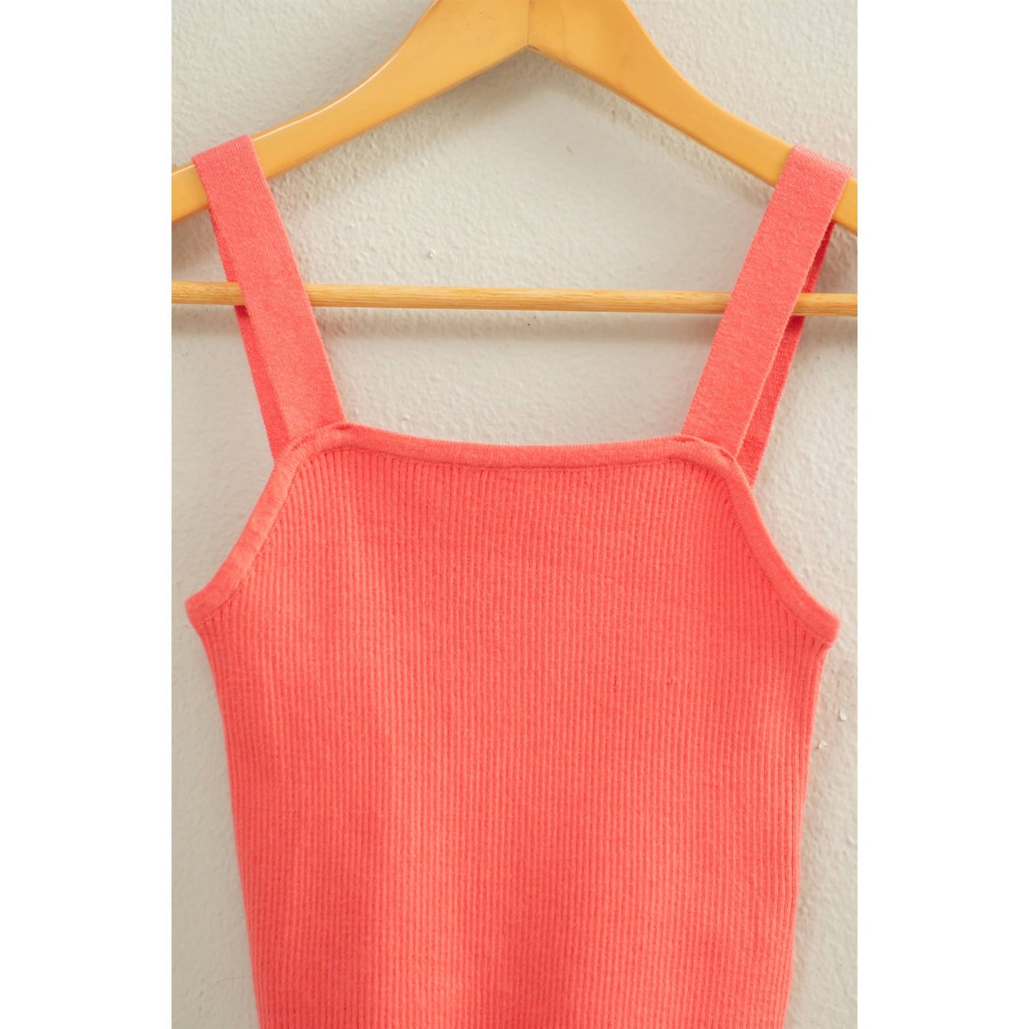 Ribbed Cropped Tank Top: CORAL / S-M-L(2-2-2)