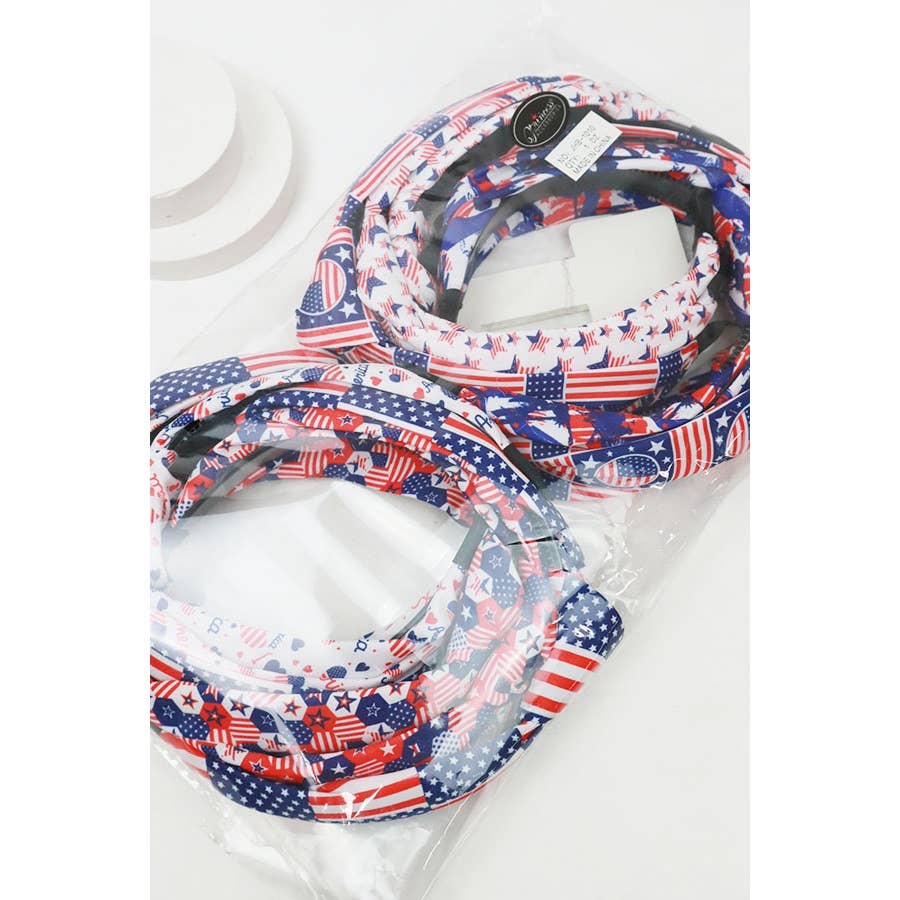 USA Flag American Patriotic Twisted Headband: MIX COLOR / ONE(12)