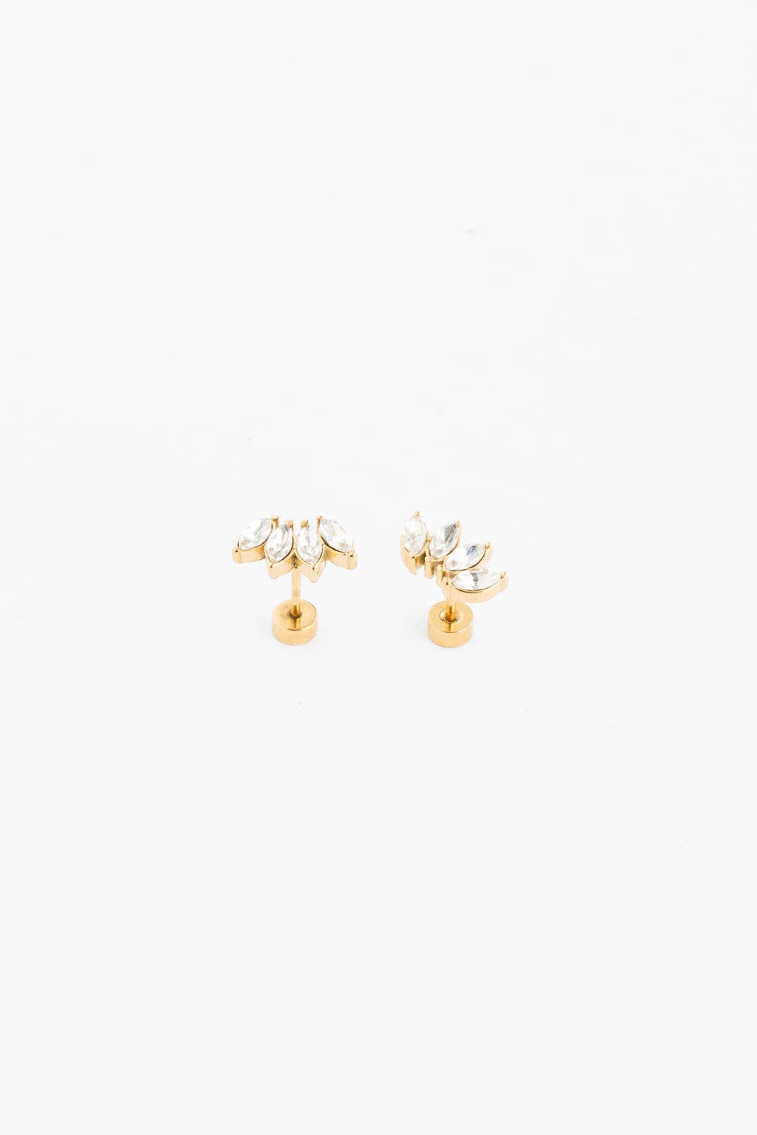 Diamond Crawler Stud Earrings - Hypoallergenic, Girl Gift: Pair
