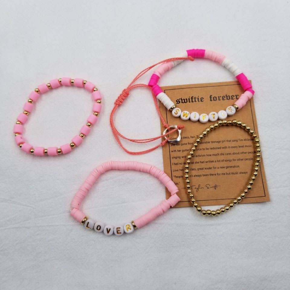 SWIFTIE LOVER Heishi Beaded Bracelet - Set Of 5