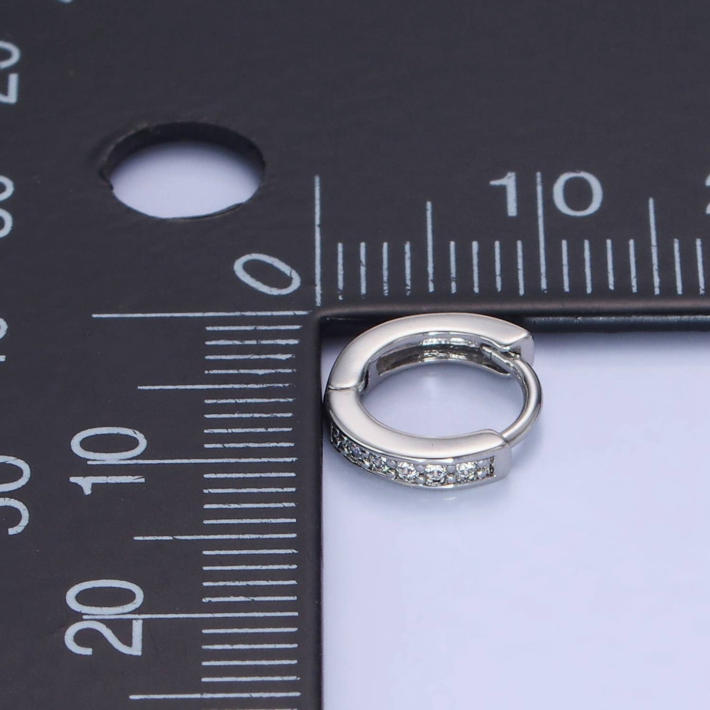 14K Gold Filled 10mm CZ Lined Cartilage Huggie Earrings : Gold