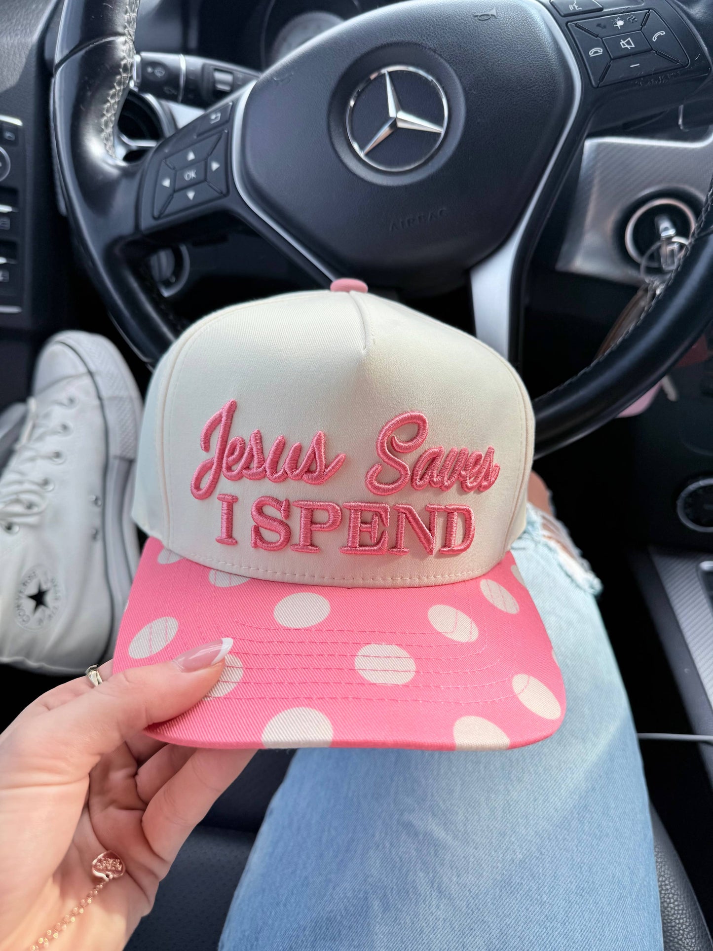 Jesus Saves I spend trucker hat