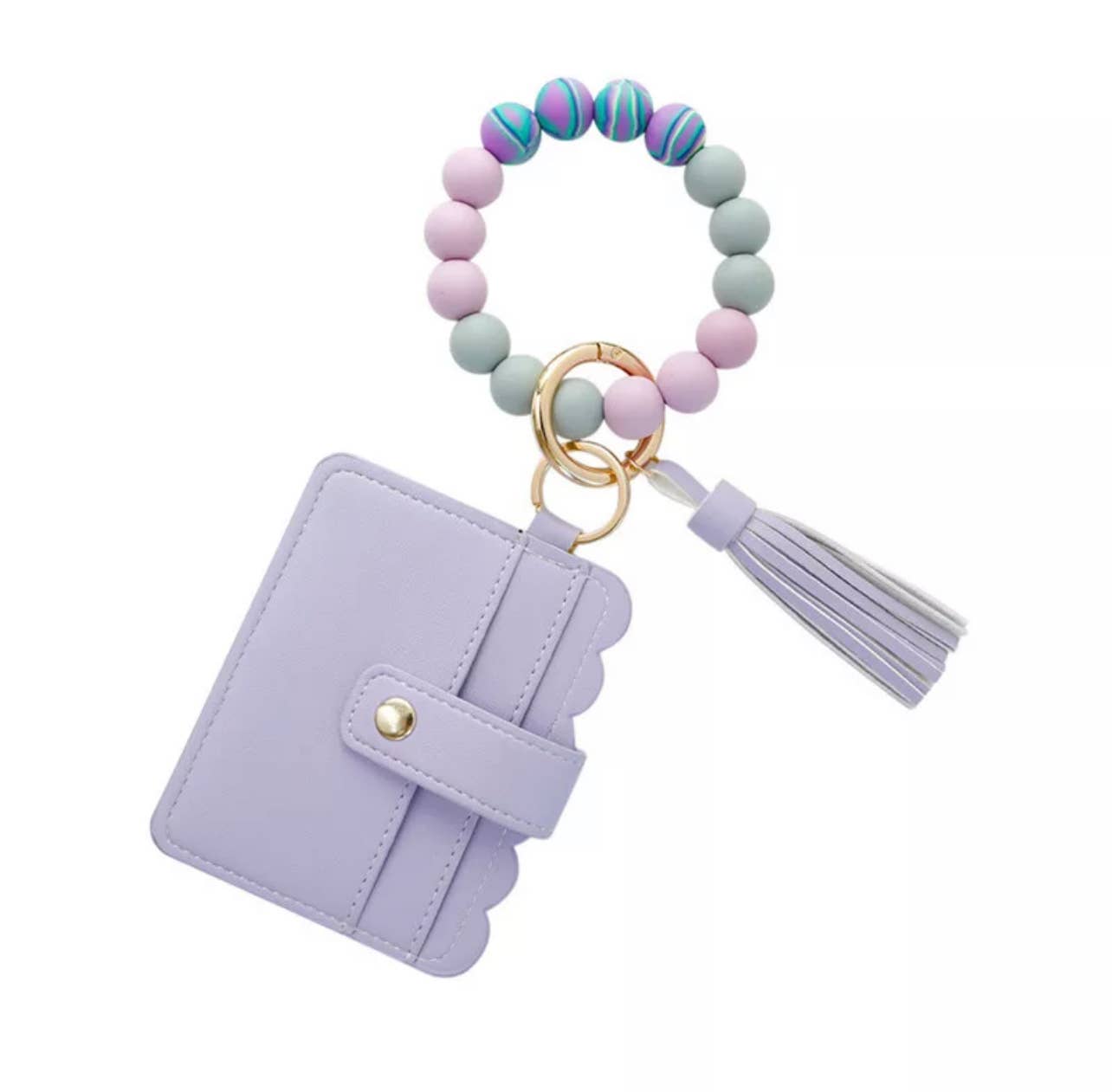 Lavender Wallet Wristlet Silicone Bead Tassel Keychains