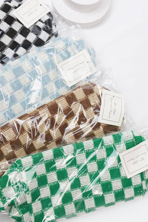 Checkered Knitted Cosmetic Bag: LAVENDER / ONE