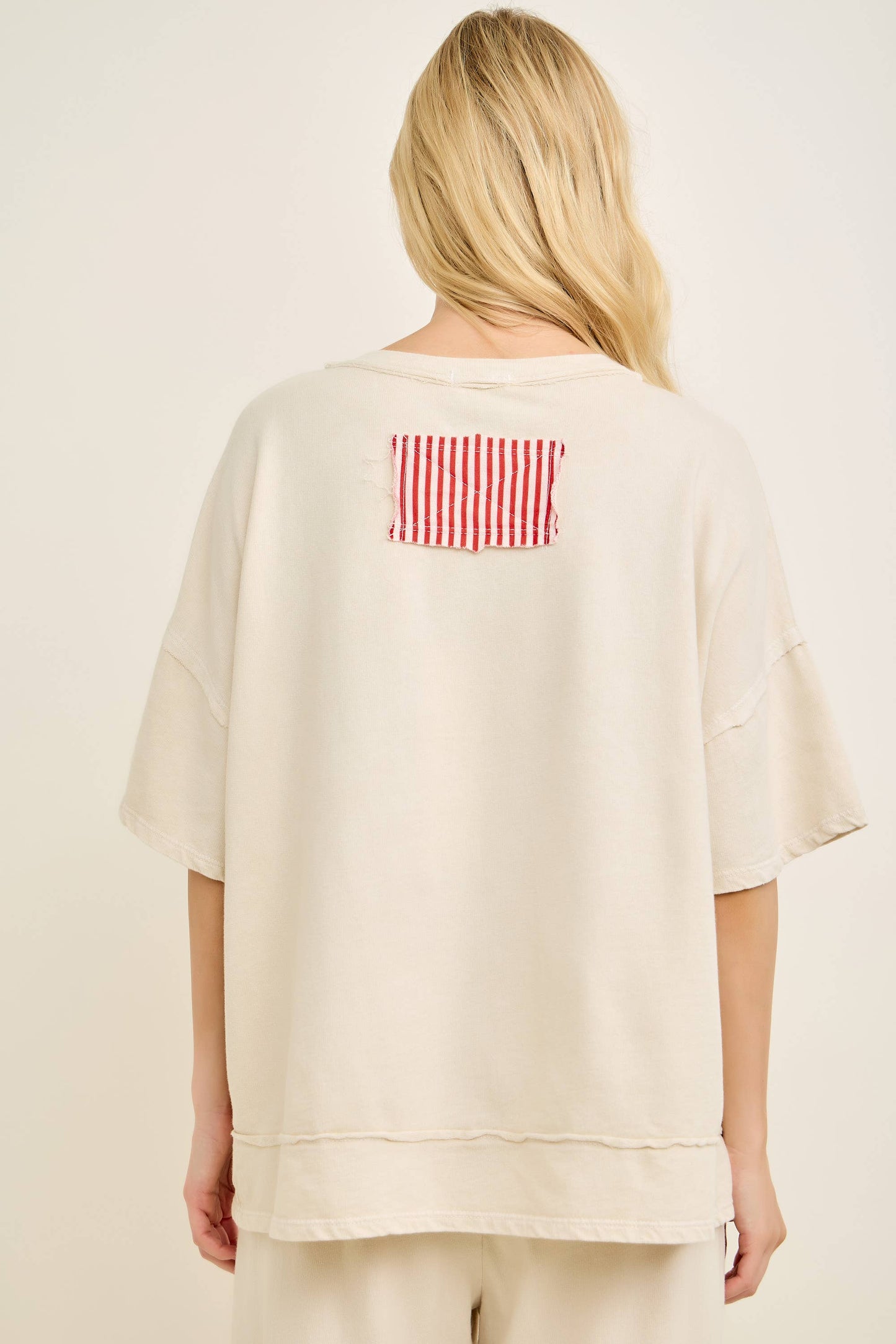 Americana Patched Tshirt top HT7319: Red / S-M-L / 2-2-2