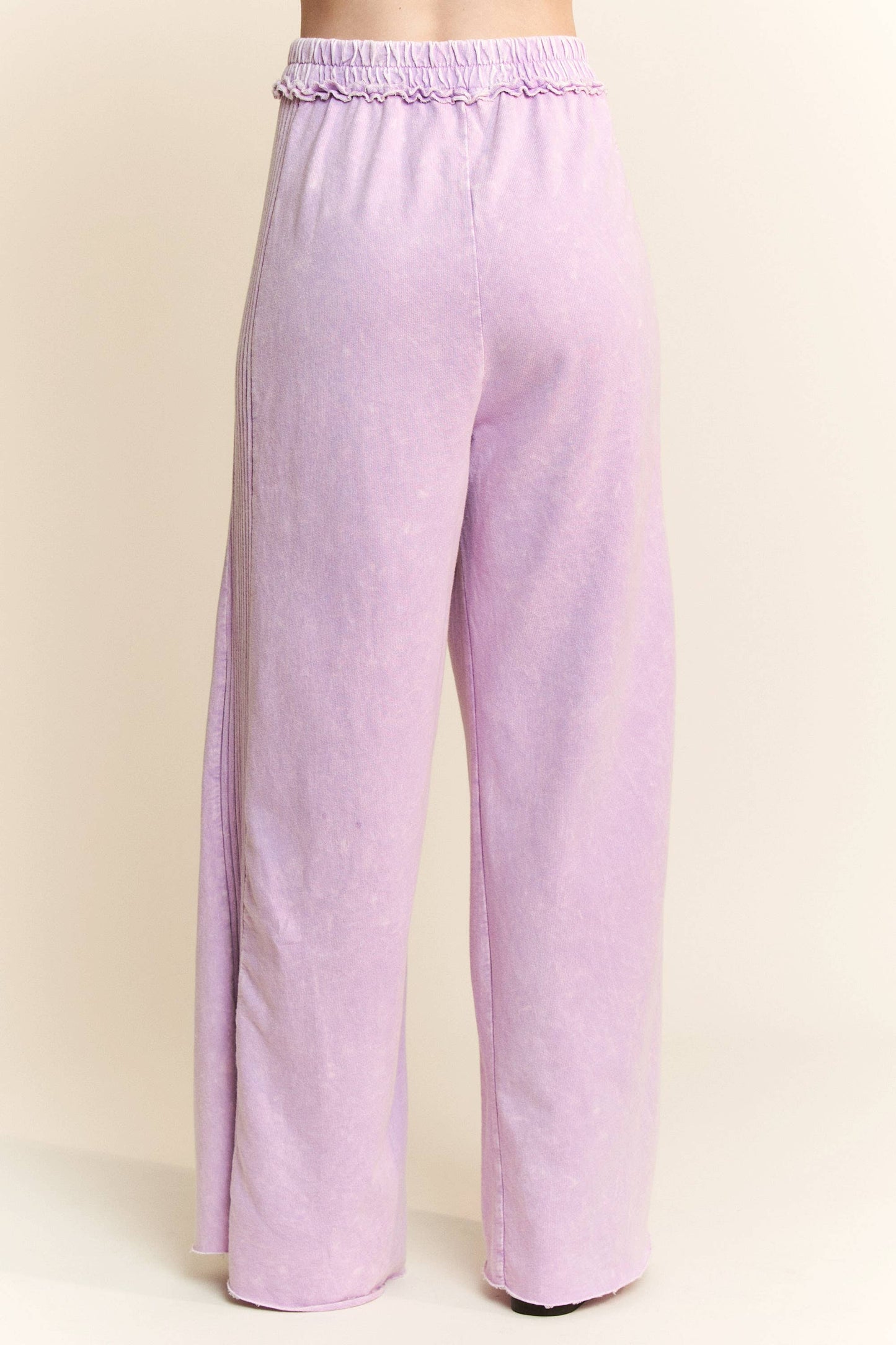 Best Mineral Wash Side Knit detail wide leg pantsHE5878P.: Latte / S-M-L / 2-2-2