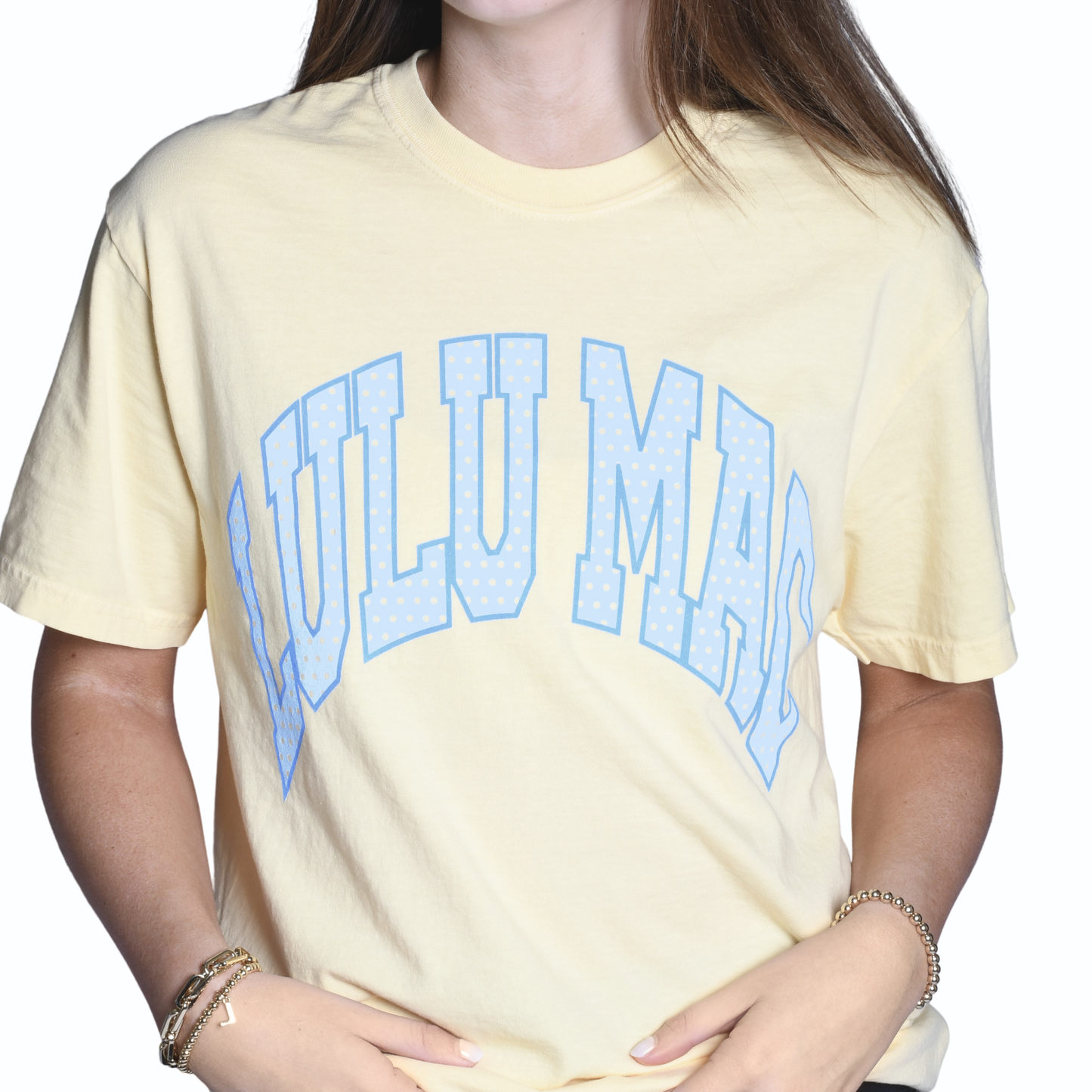 LM-PD-1001 Polka Dot Adult Butter Comfort Colors Tee: Butter / Small