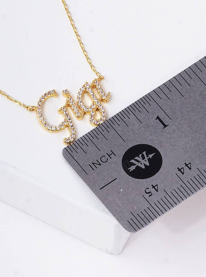 Gold Plated Gigi Script Necklace: Silver