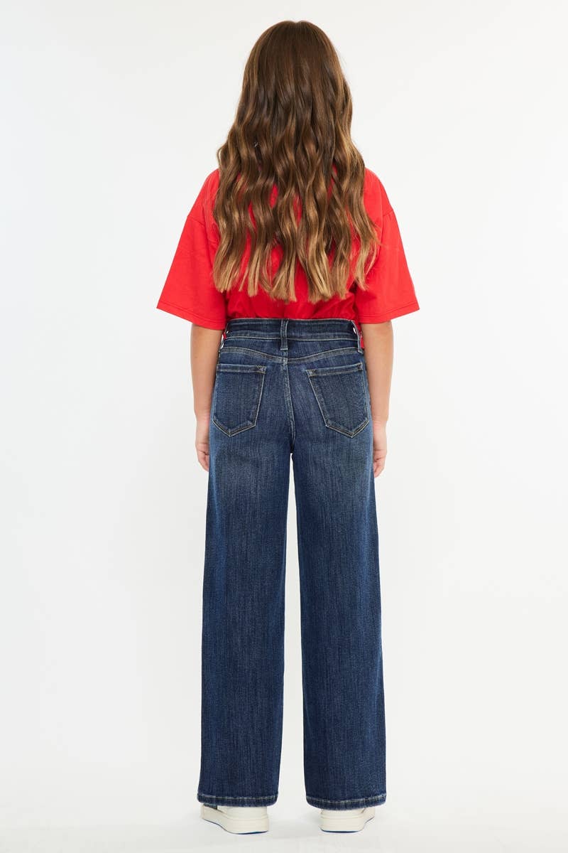 YOUTH OPEN PACK HIGH RISE WIDE LEG JEANS-YC20030D: DARK / 12