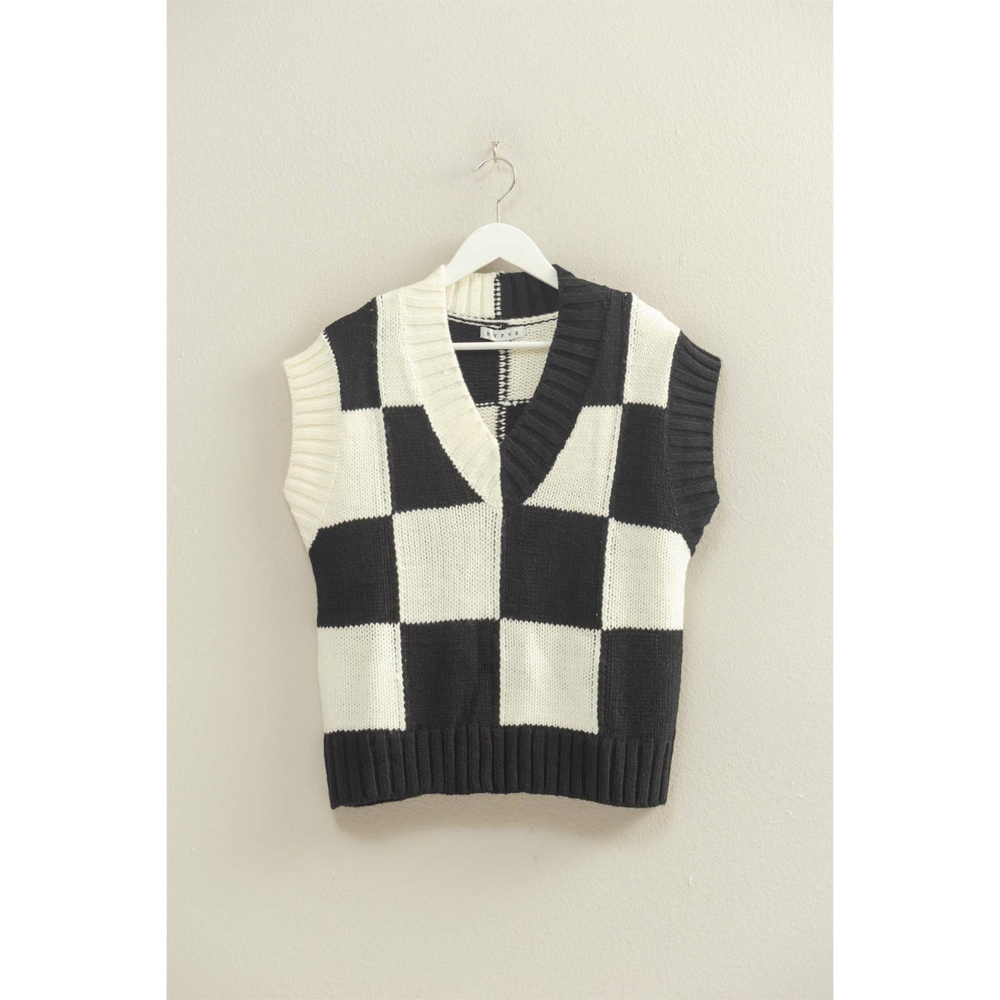 Checkered Sweater Vest: HOT PINK / S-M-L(2-2-2)