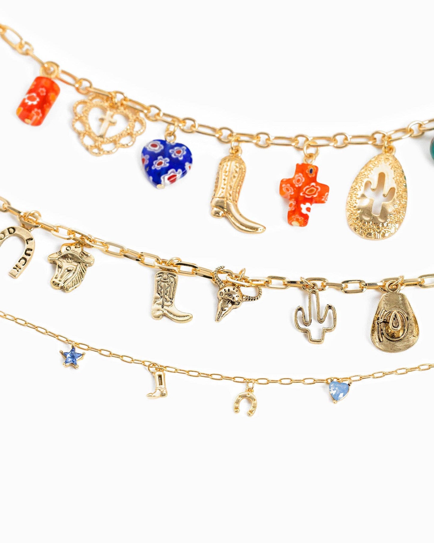Pastel Champagne Color Western Necklace: Blue