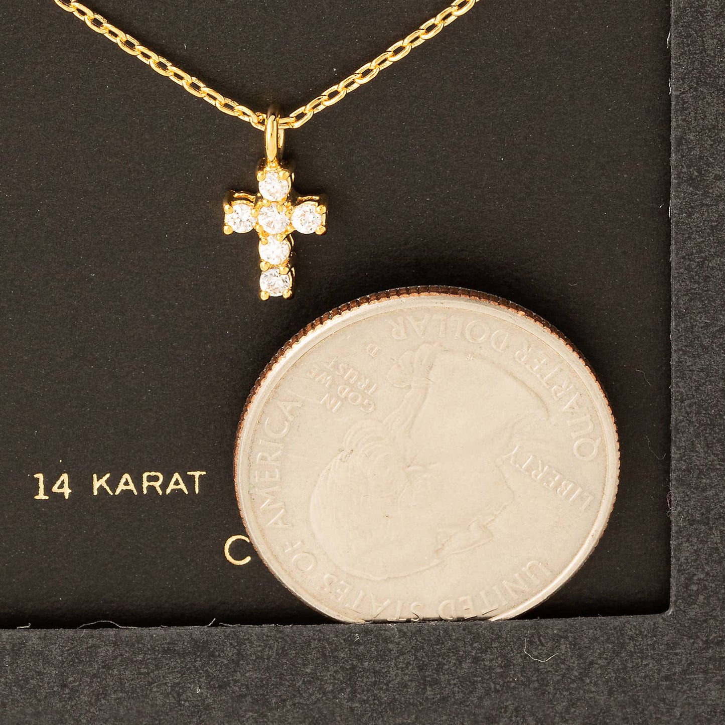 Secret Box Cz Mini Cross Charm Necklace: WG
