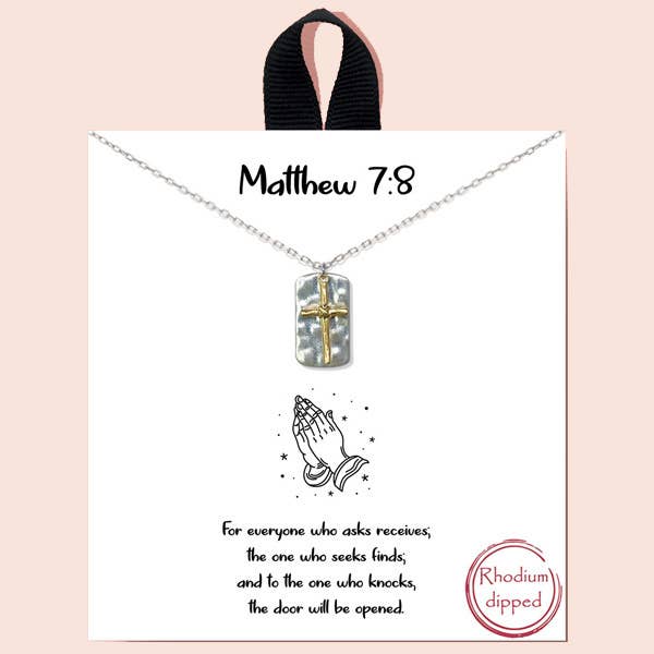 Matthew 7 8 Cross Necklace: MAT GOLD / ONE SIZE(1)