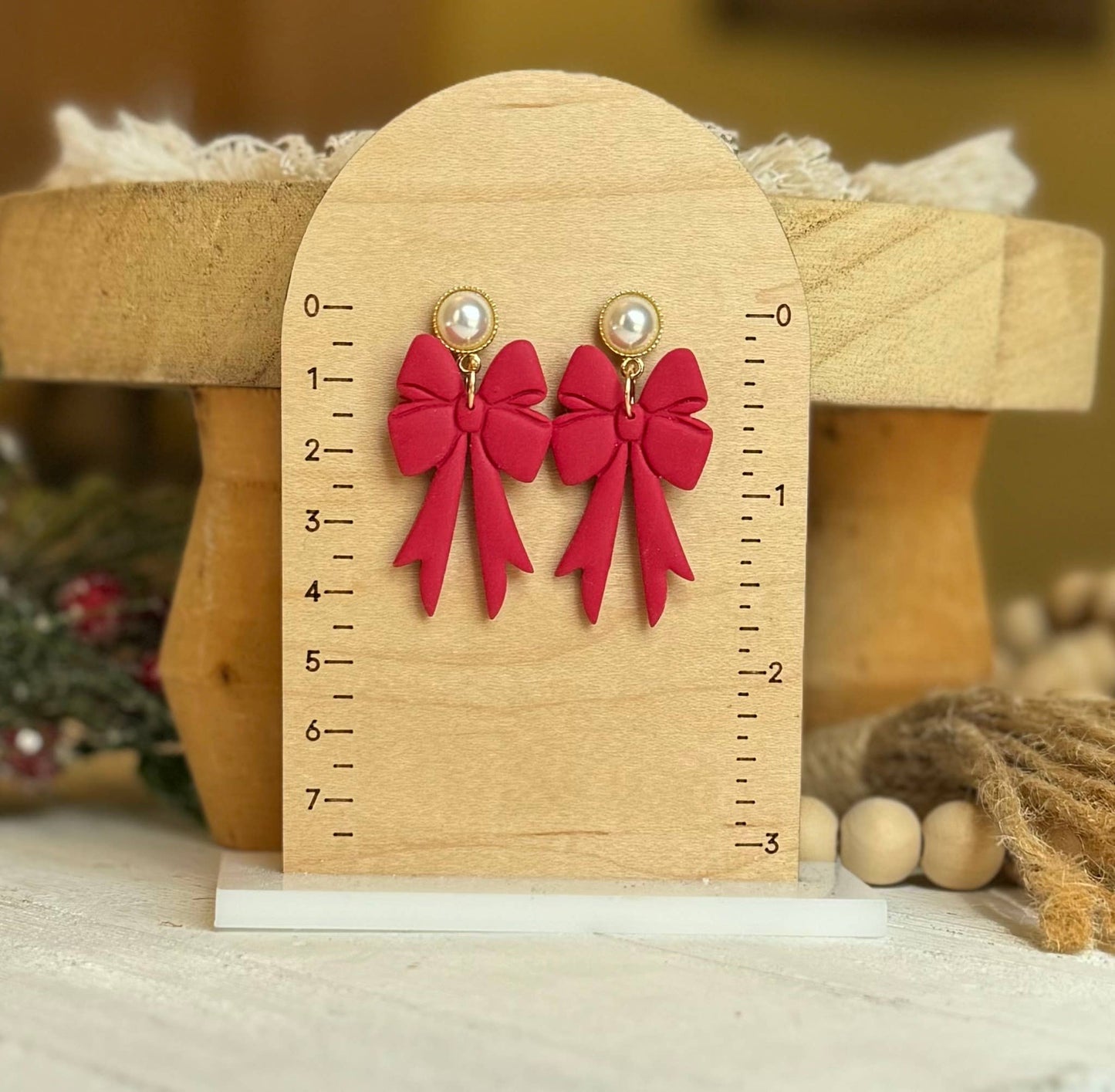 Holiday Earrings : Red Bows
