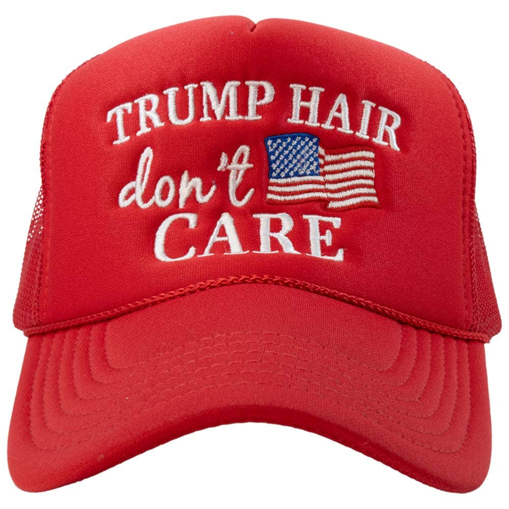 Trump Hair Don't Care Foam Trucker Hat: Royal Blue