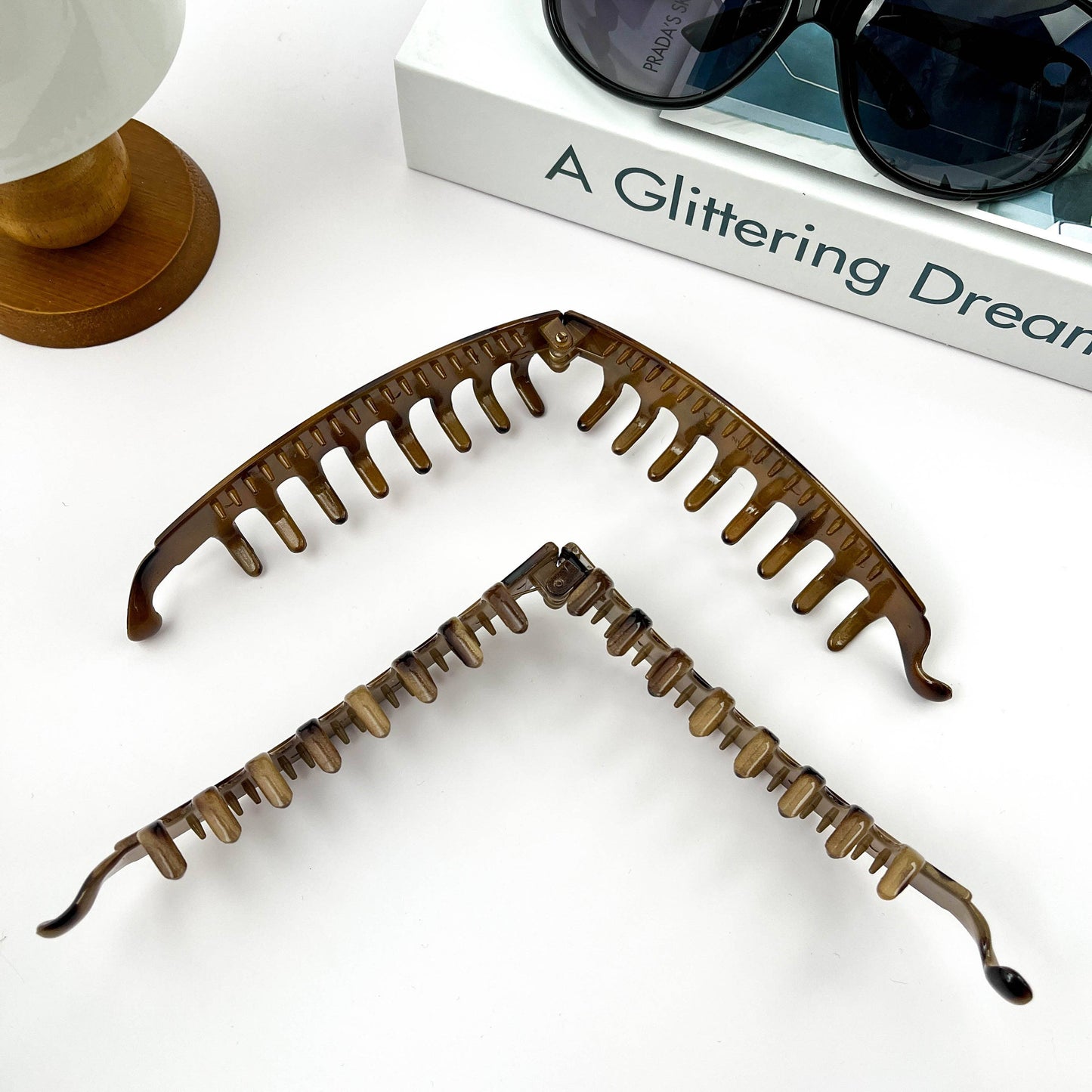 Vintage Leopard Print Hair Clip, Banana Clip: Light Brown