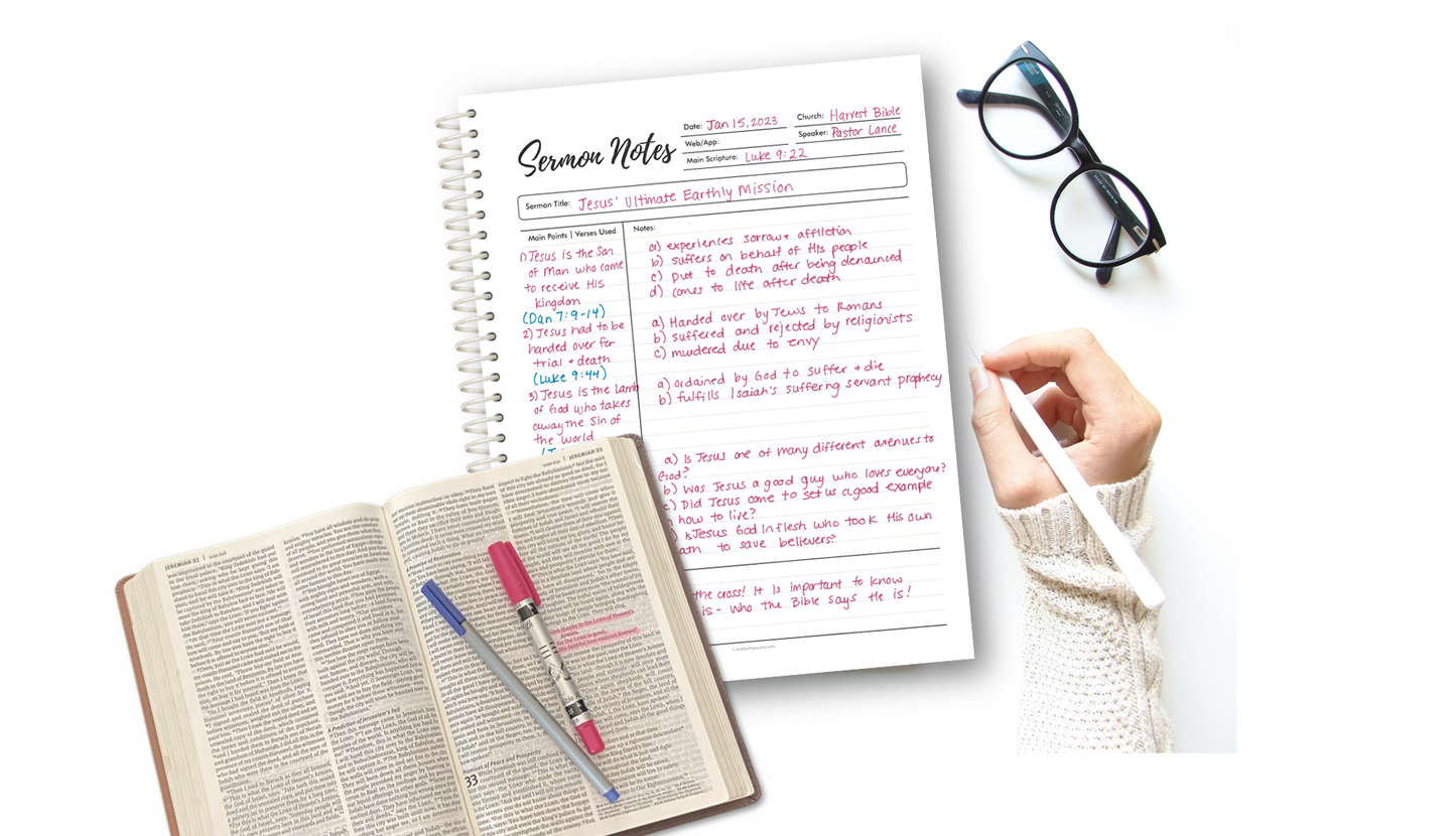 Sermon Notes Spiral-bound journal, 40 pages: Half Size- 5.5"x8.5"
