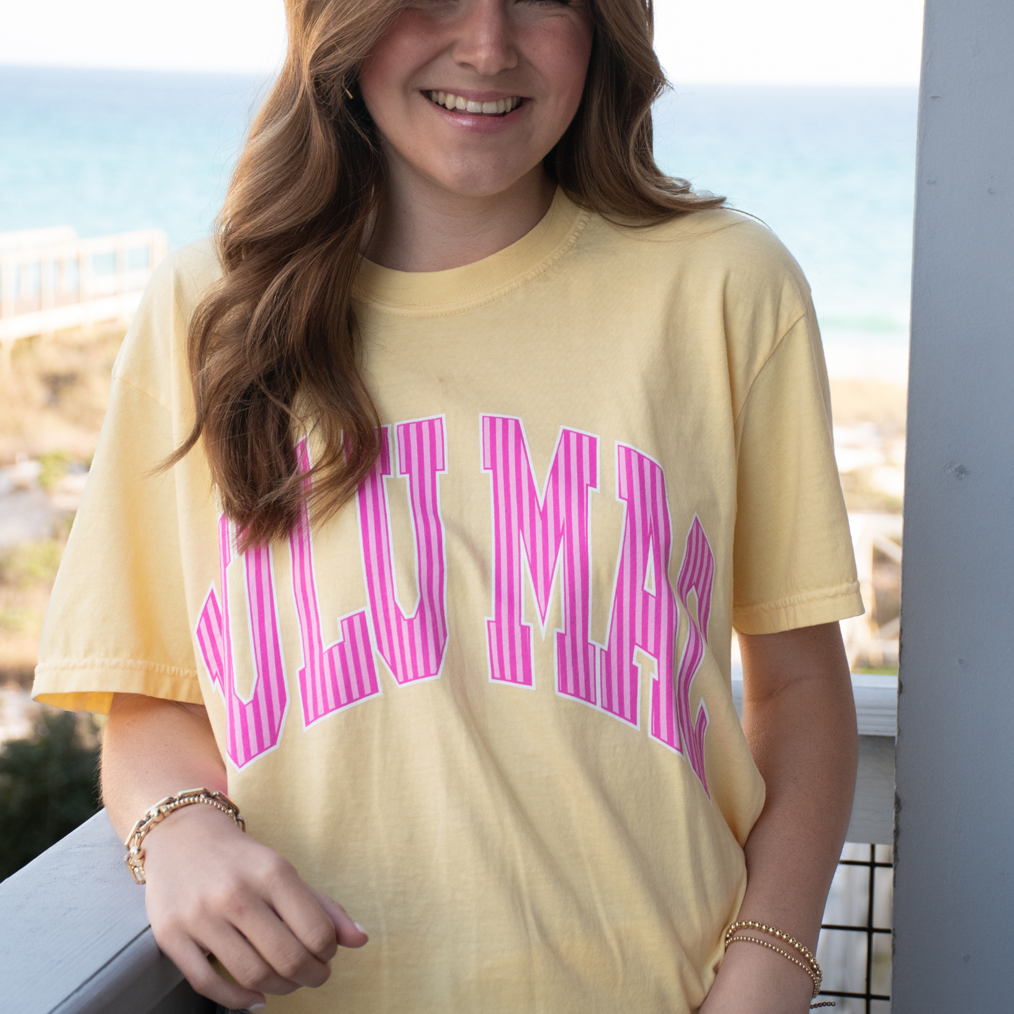 LM-STR-1000 Stripe Adult Butter Comfort Colors Tee: Butter / Small