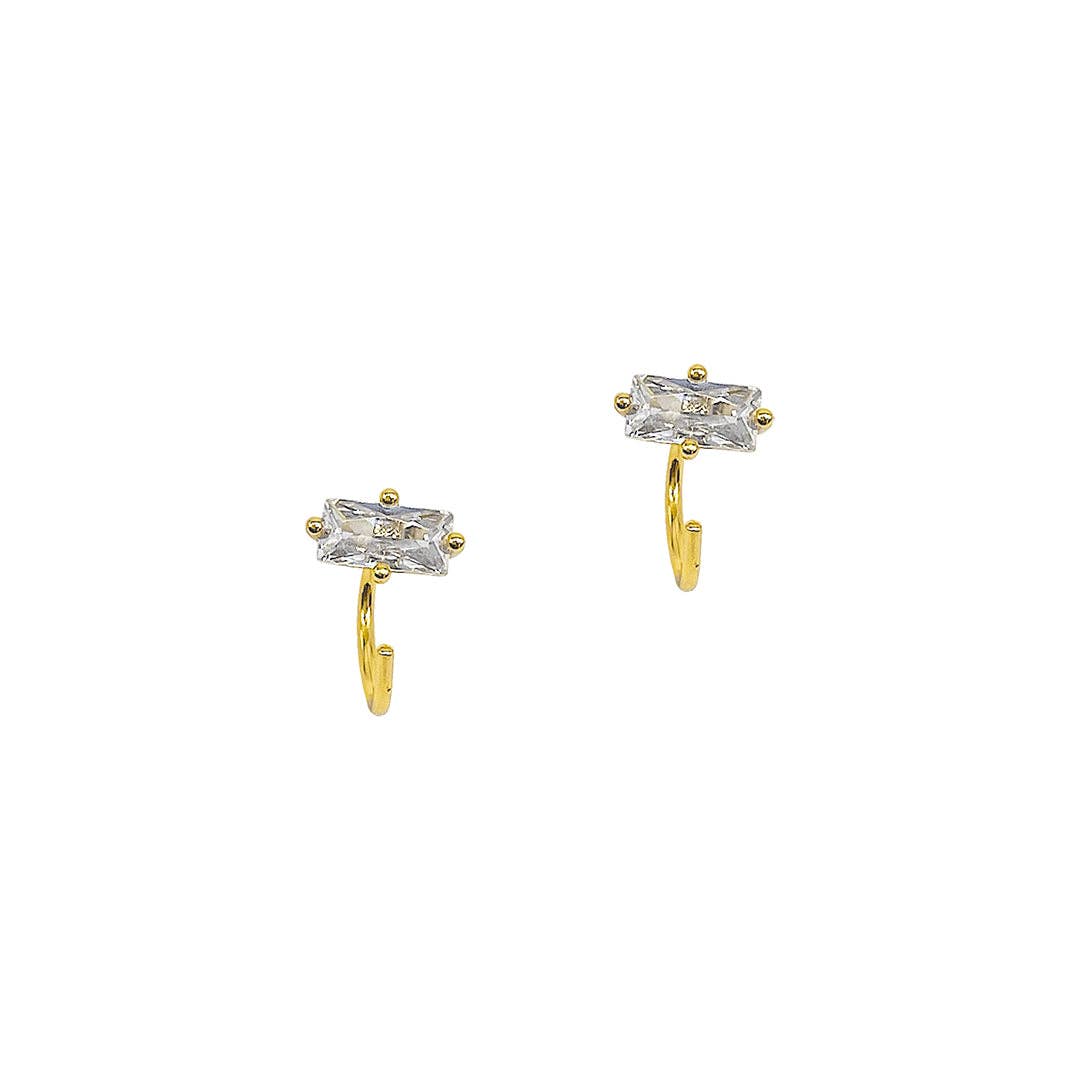 Baguette Huggie Hook Hoops gold