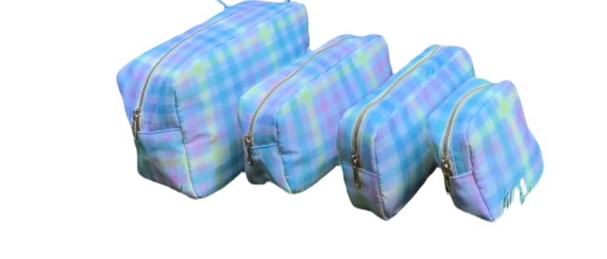 New For Spring Summer 2025 Pastel Checker Cosmetic Bag: Small