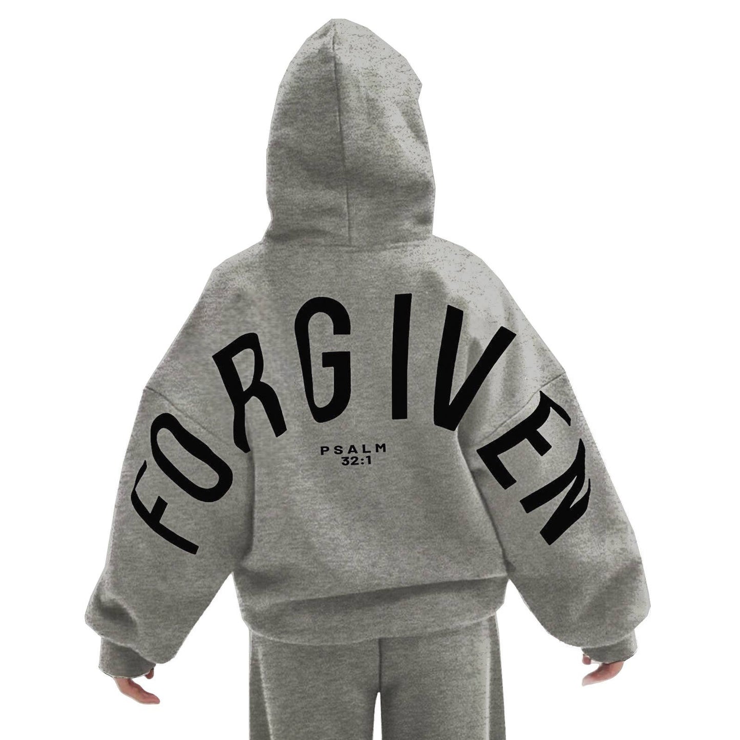 FORGIVEN Printed Oversized Hooded Sweatshirt: WineRed / 2XL