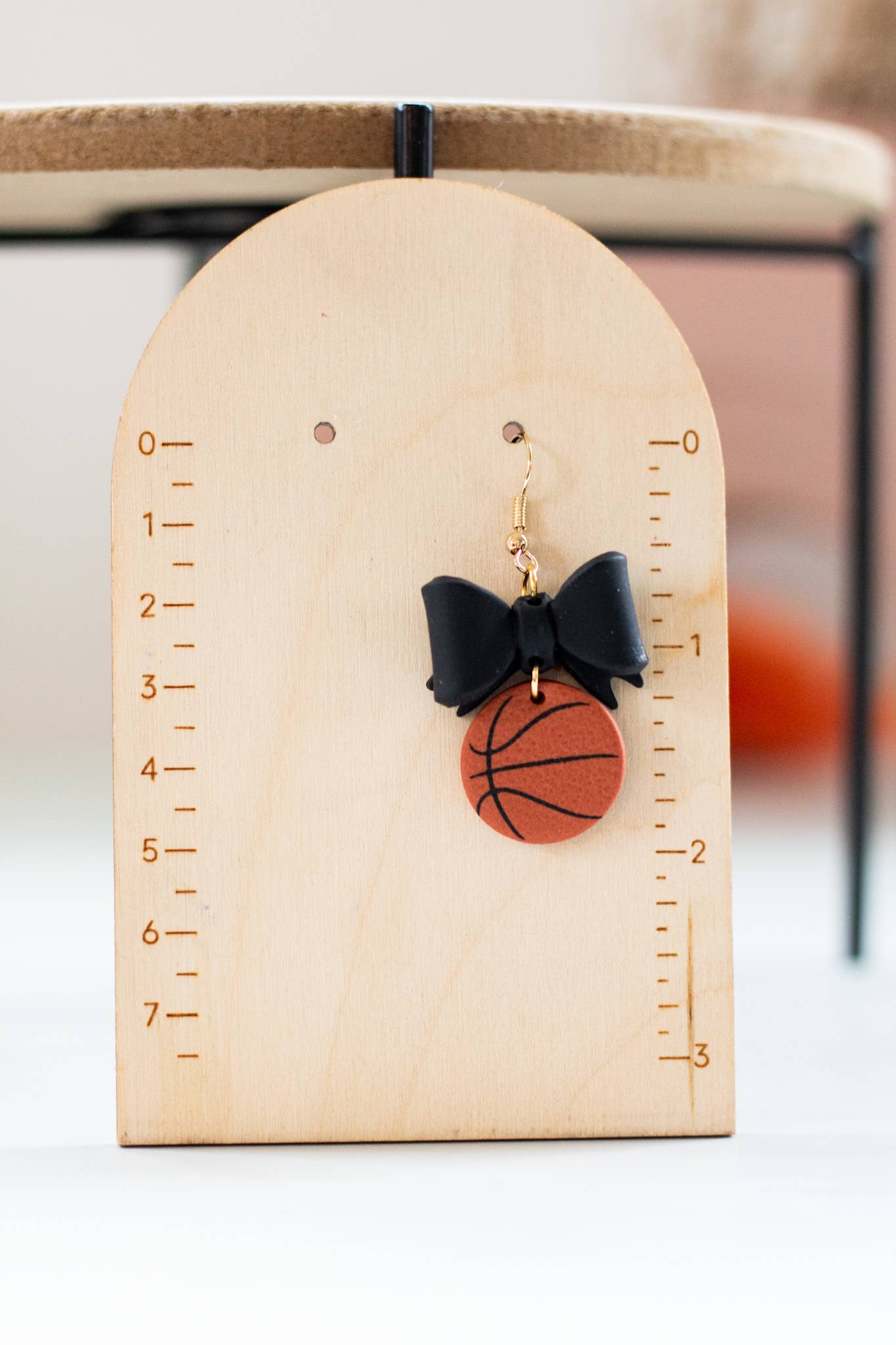 Sports Bow Dangles/Custom Team Earrings: Basketball