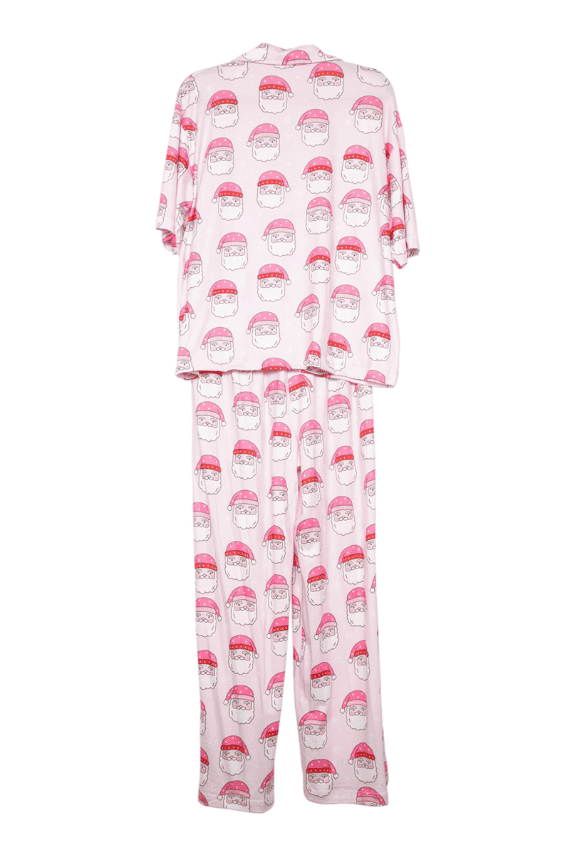 Pink Santa Face Women's Christmas Pajamas: Light Pink / XL