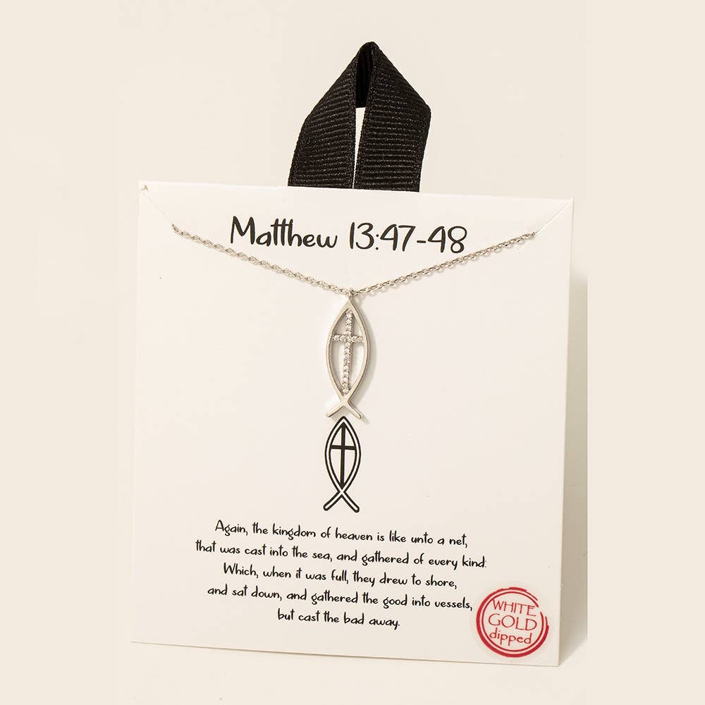 Gold Dipped Fish Cross Pendant Necklace: GDCRY