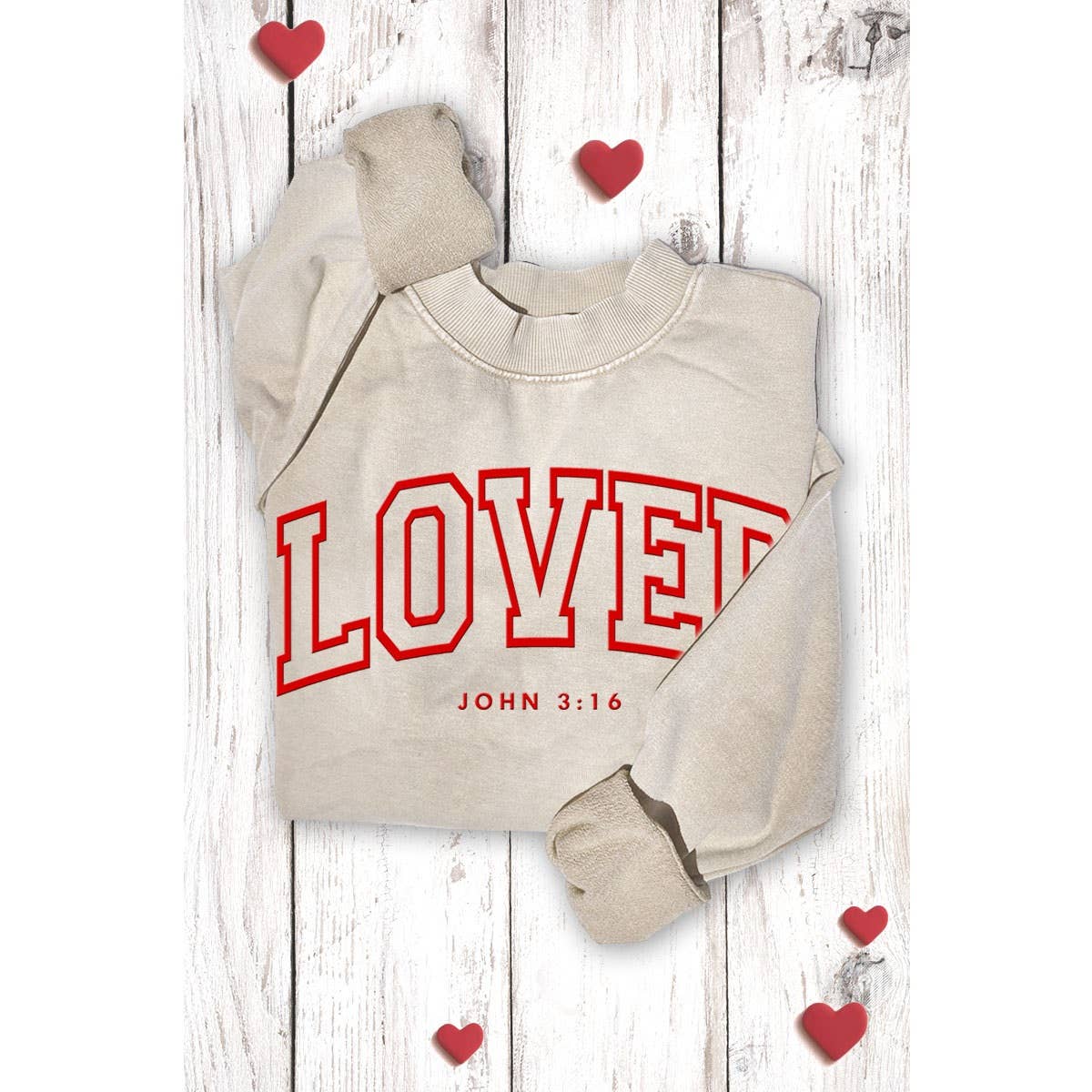 LOVED PUFF PRINT MINERAL GRAPHIC SWEATWHIRTS: MINERAL VINTAGE RED / S-M-L-XL(1-2-2-1)