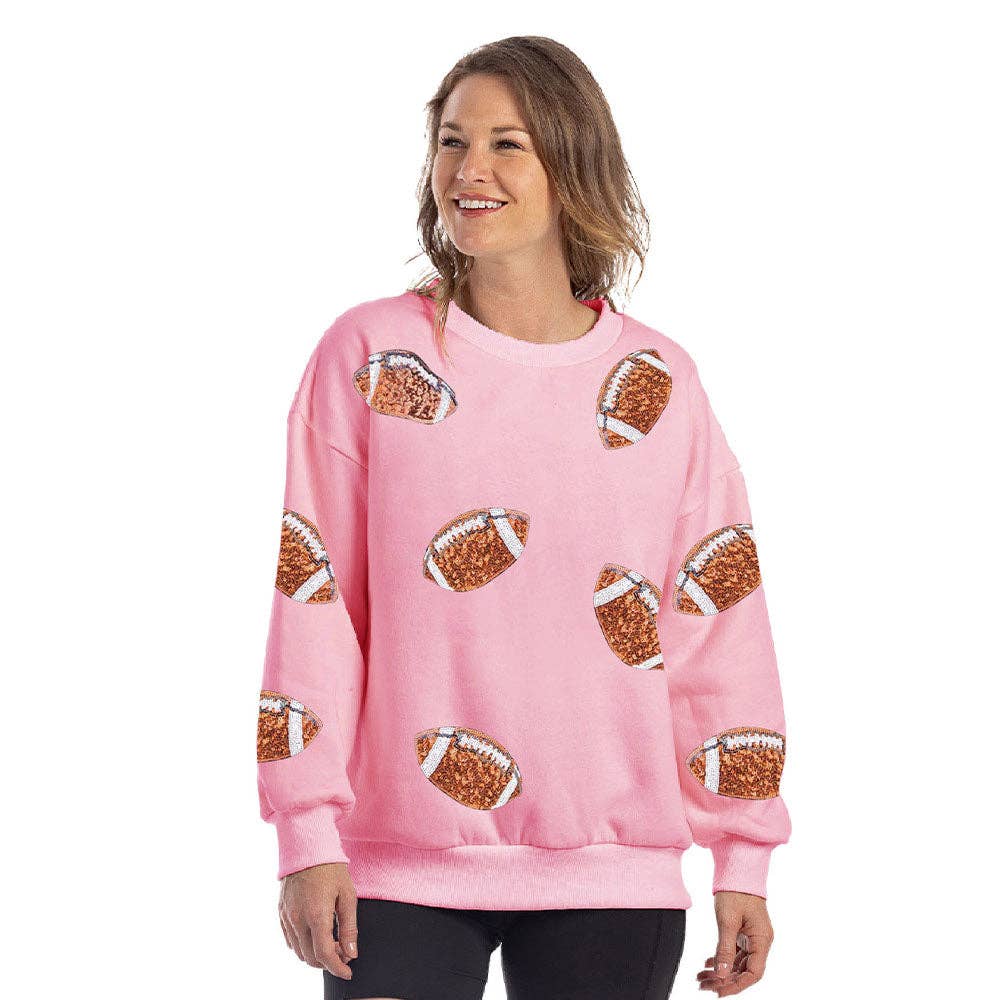 Sequined FOOTBALL Patches Sweatshirt: White / L