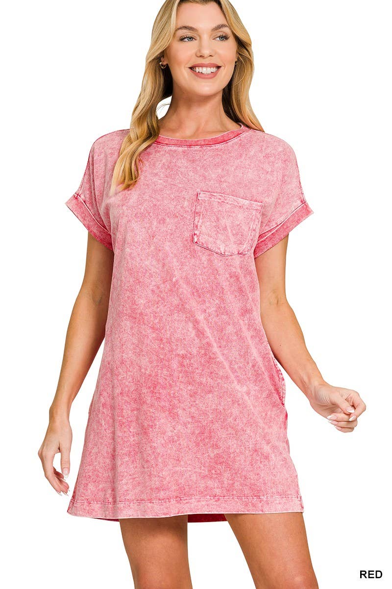 Halo Washed Premium Cotton T-shirts Dress: DEEP SKY / 2-2-2(S-M-L)