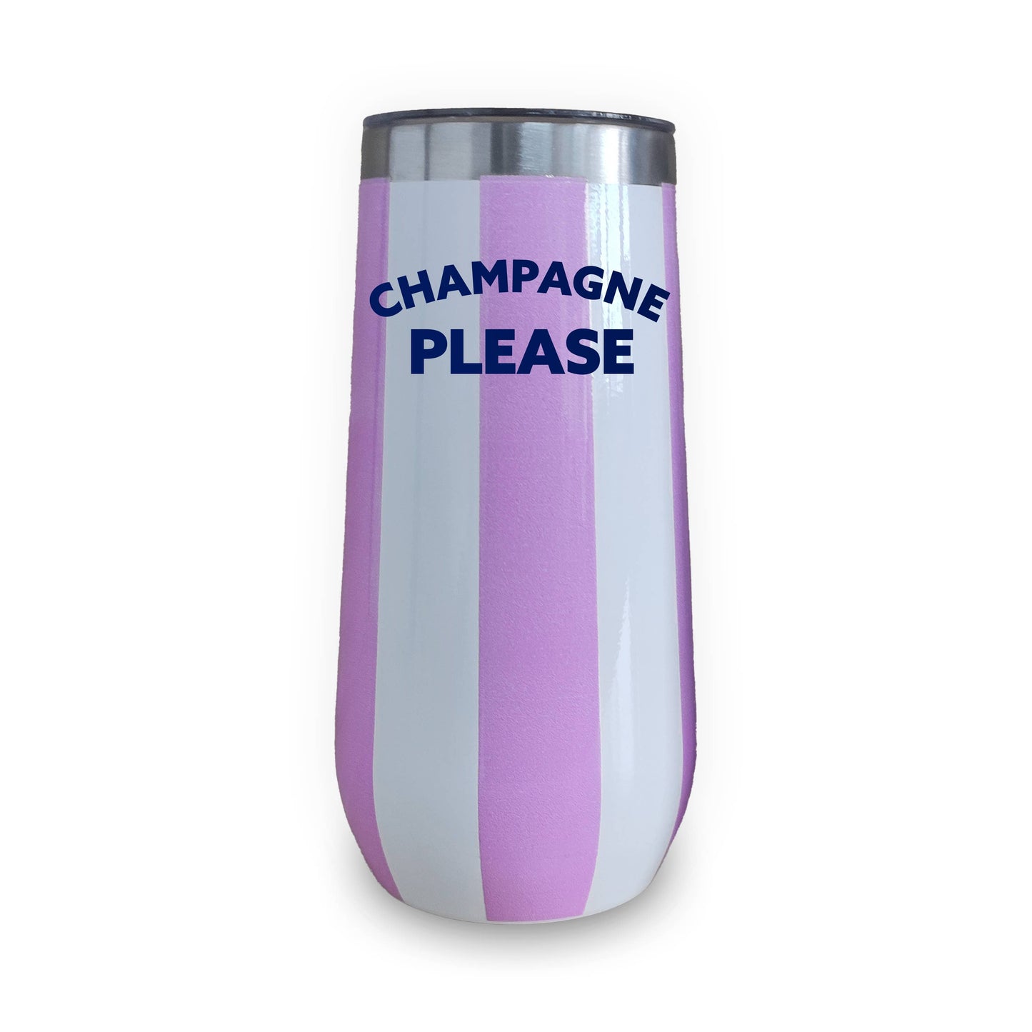 Insulated Champagne Tumbler- Champagne Please Stripe Pink
