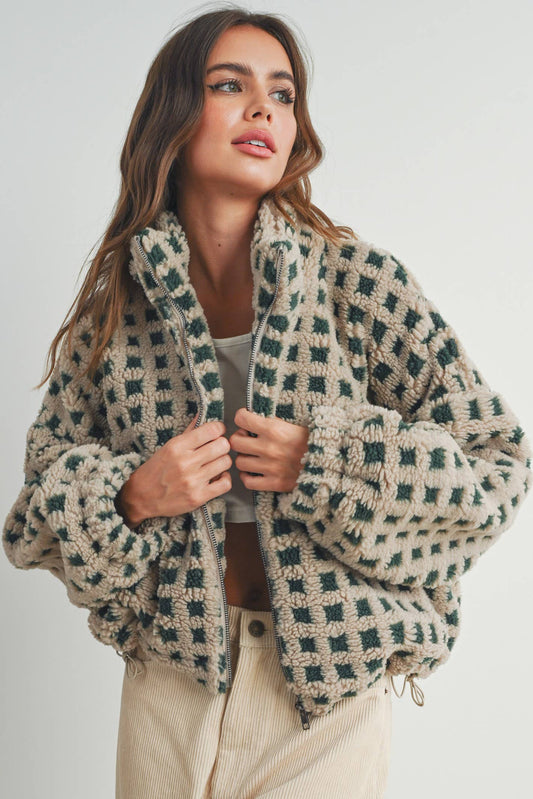 Fuzzy Sherpa Jacket - BMJ7254: TAUPE MULTI / S