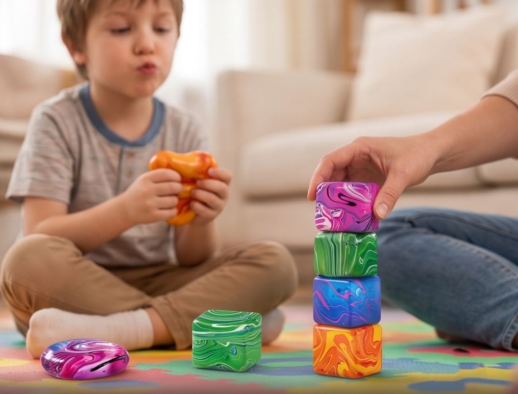 Ice Cube Squeeze Toy - Ultimate Stress Relieve: Orange