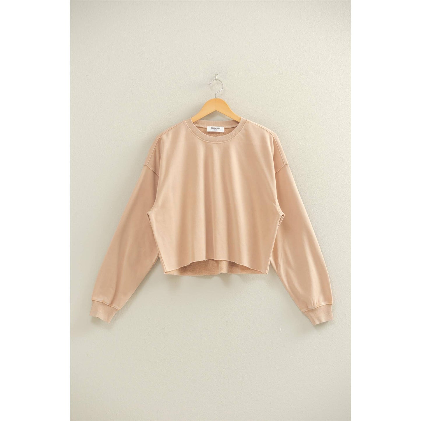 Cropped Crewneck Sweatshirt With Oversized Sleeves: BLACK / S-M-L(2-2-2)