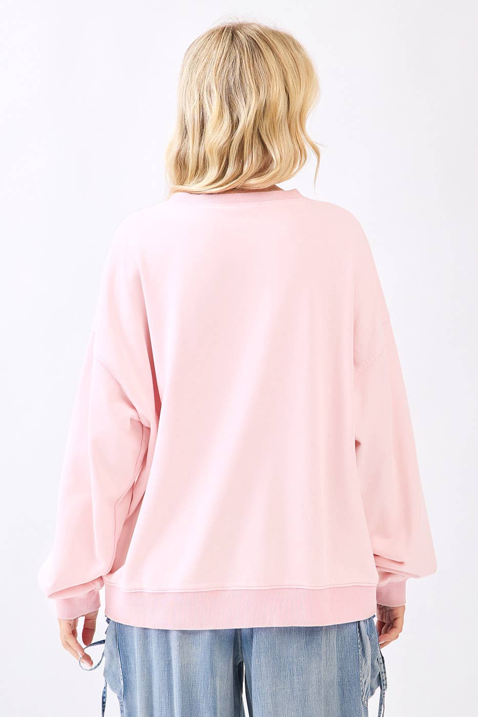JESUS SAVES PATCHWORK CREW NECK SWEATSHIRT: ICY PINK / S-M-L(2-2-2)