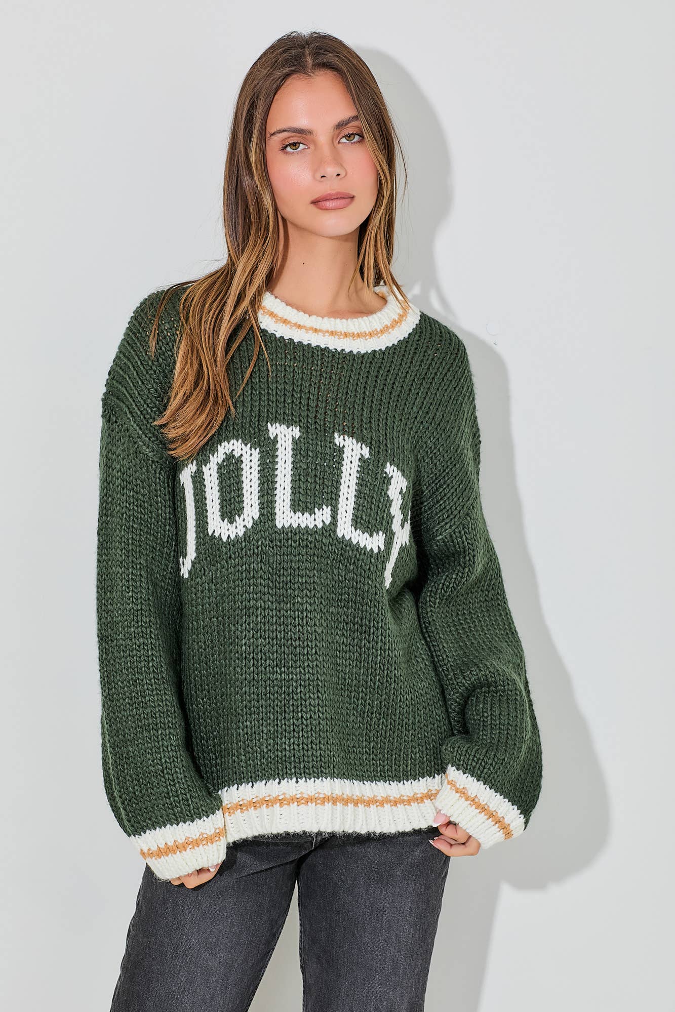 JOLLY KNIT SWEATER: Green / M