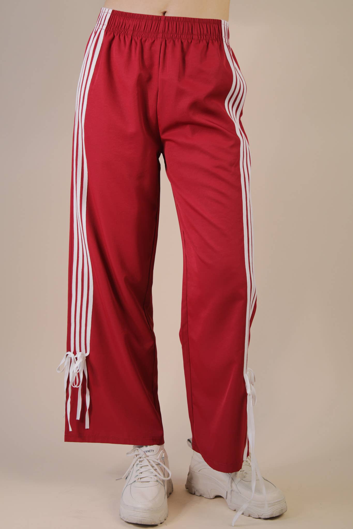 NP70839-Side Ribbon Detail Jersey Pants: FOREST / S-M-L/2-2-2