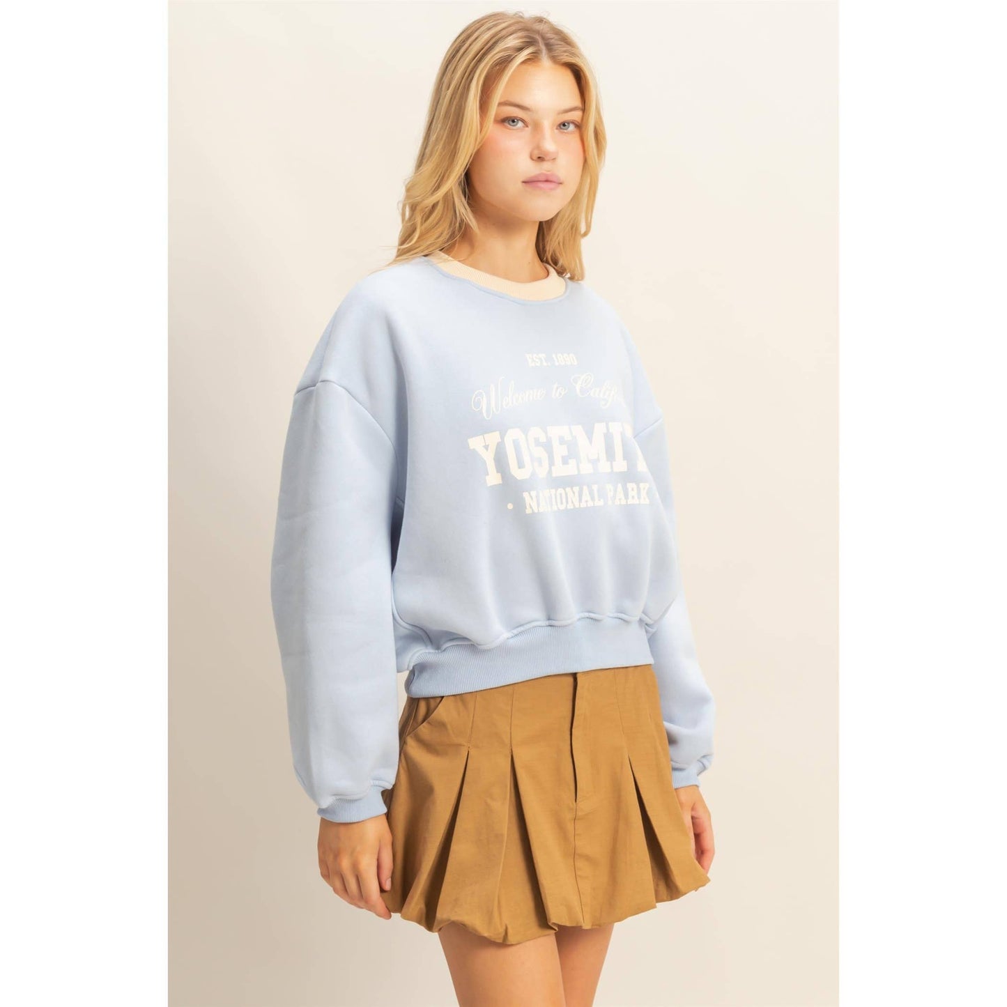 Vintage-Inspired Yosemite Crewneck Top: CHARCOAL / S-M-L(2-2-2)