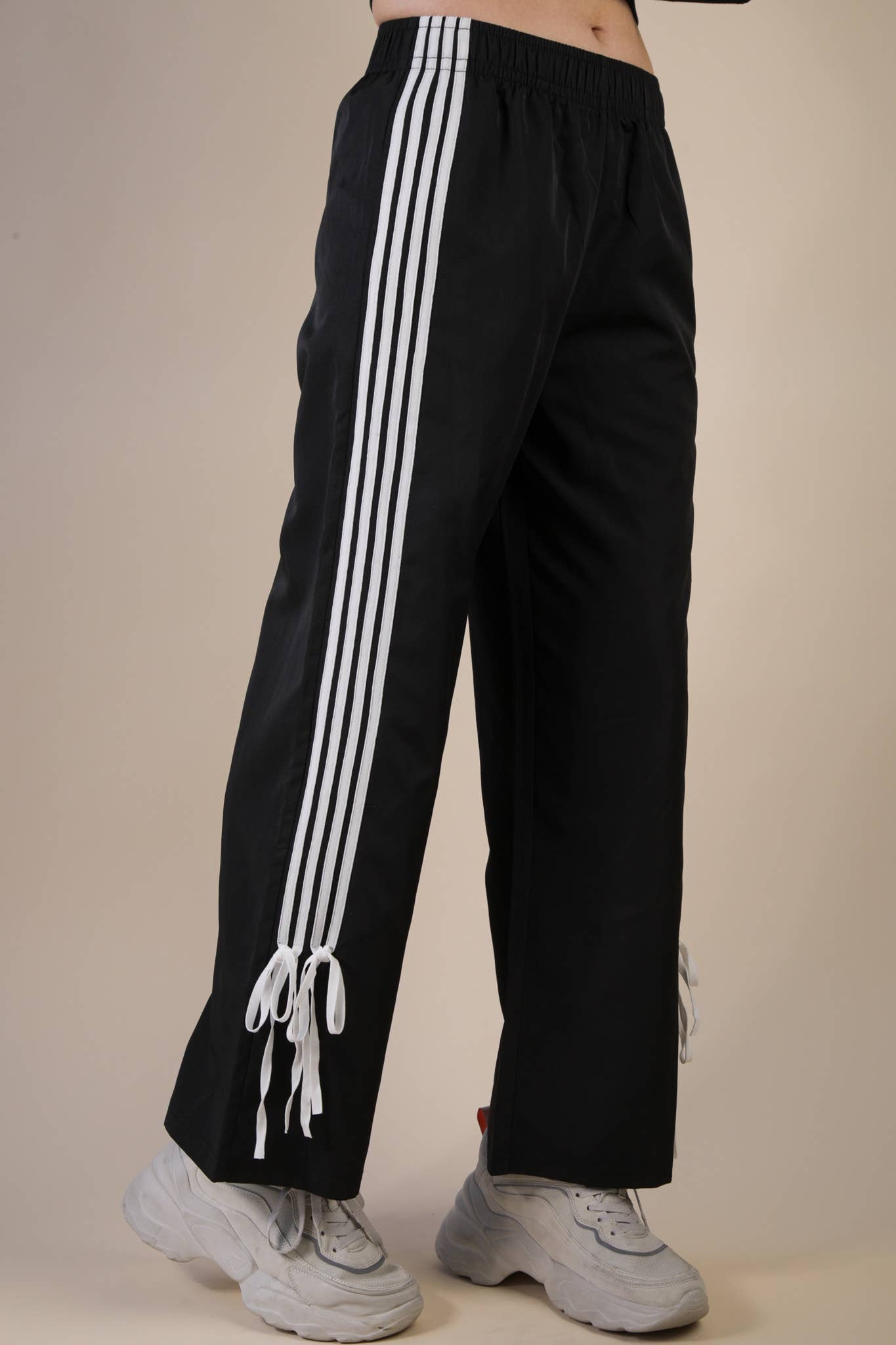 NP70839-Side Ribbon Detail Jersey Pants: FOREST / S-M-L/2-2-2